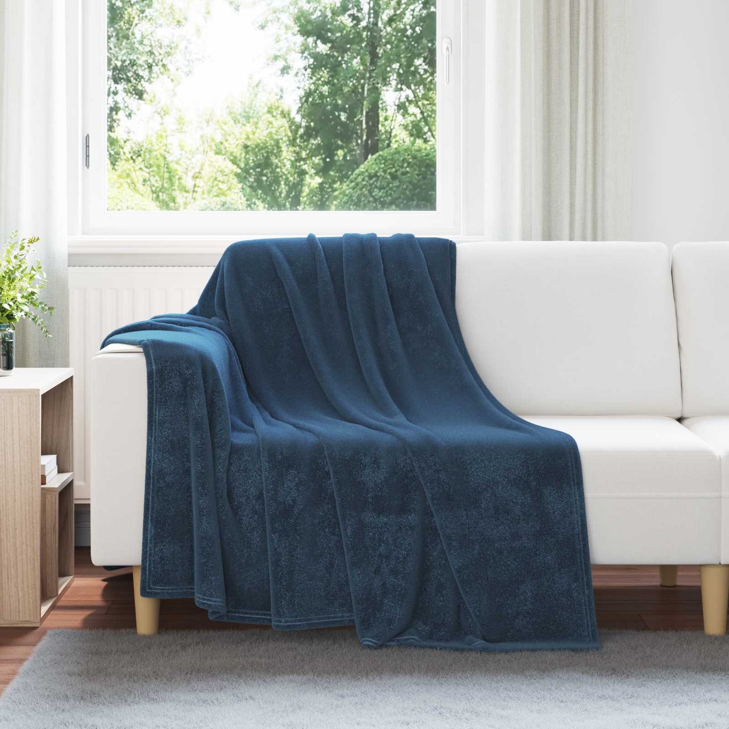 Kastepledd 6 pcs Marineblå 150 x 200 cm Fleece
