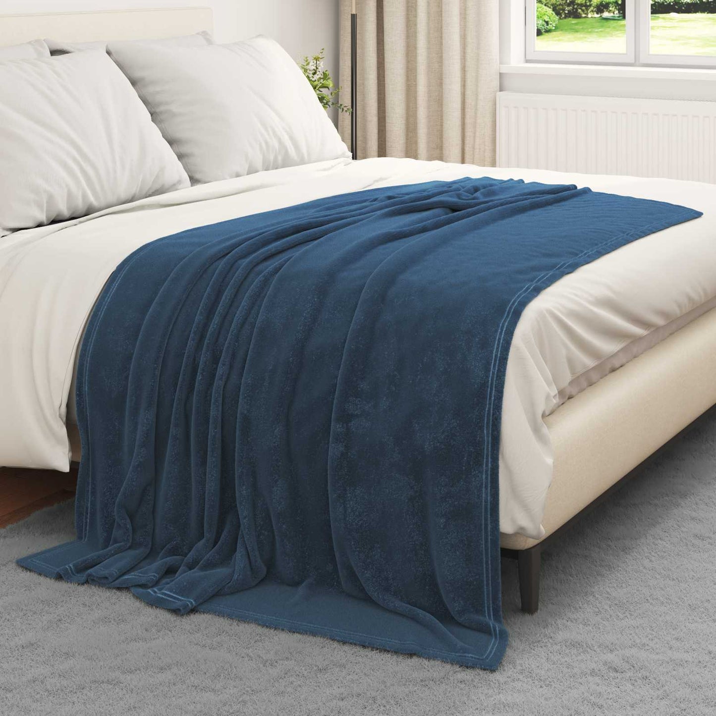 Kastepledd 6 pcs Marineblå 150 x 200 cm Fleece