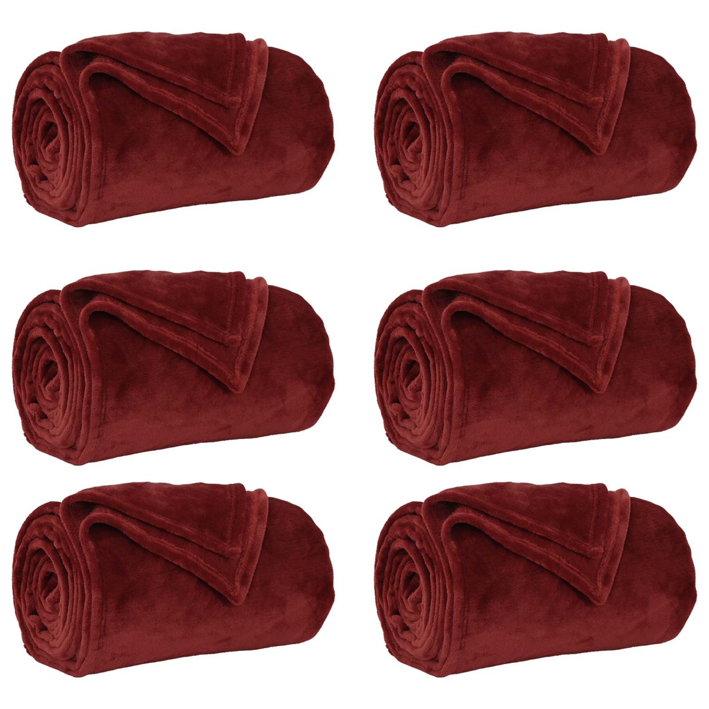 Kastepledd 6 pcs Bordeaux Rød 150 x 200 cm Fleece