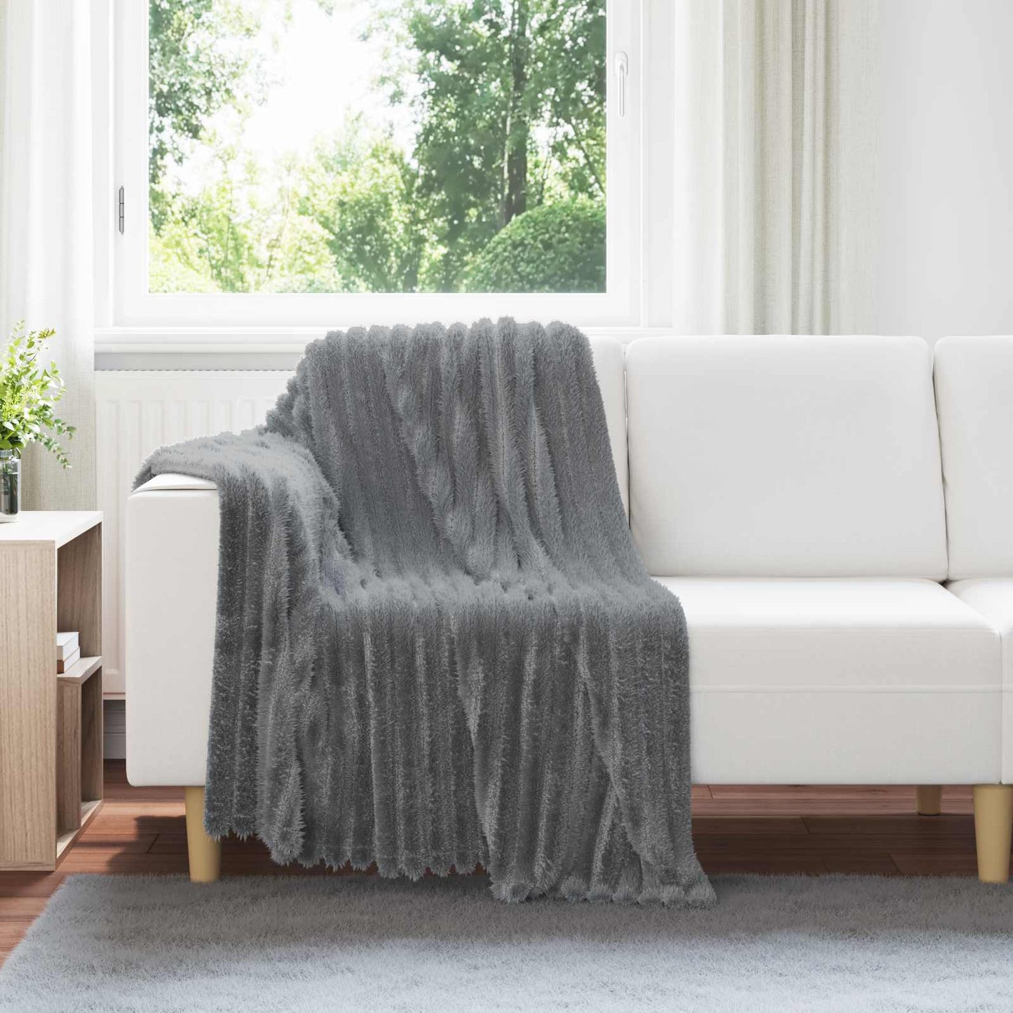 Kastteppe Mørkegrå 150 x 130 cm Fleece