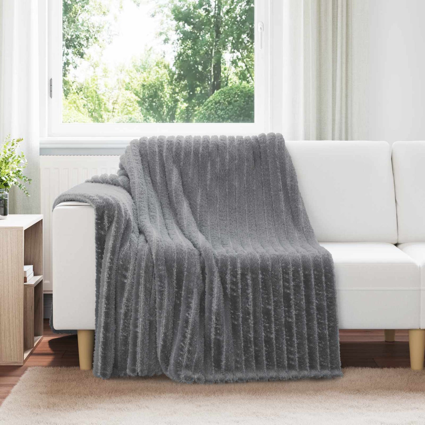 Kastteppe Mørkegrå 200 x 150 cm Fleece vidaXL