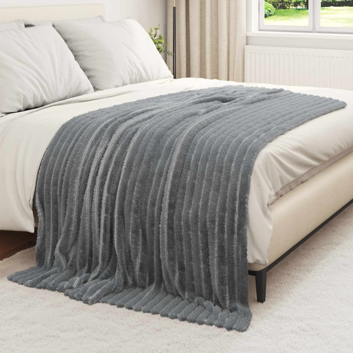 Kastteppe Mørkegrå 200 x 150 cm Fleece vidaXL