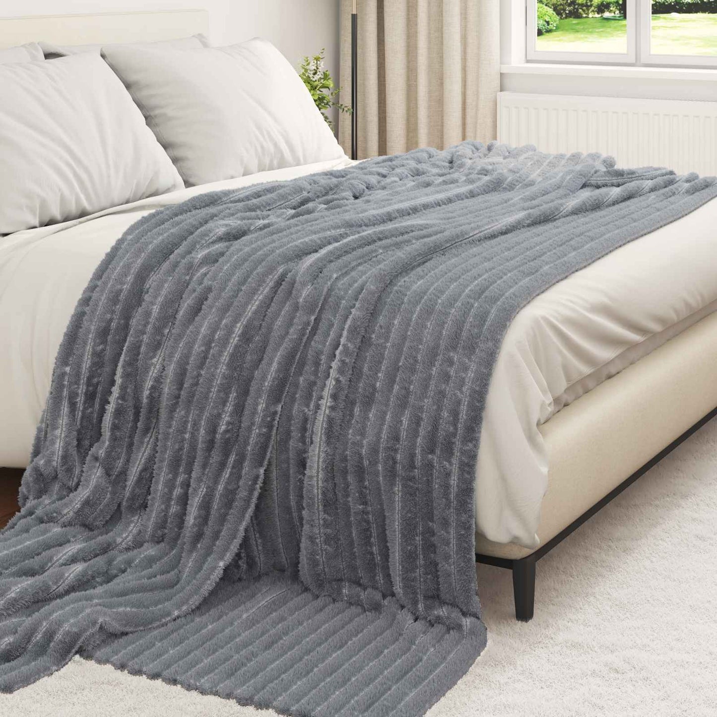 Kastteppe Mørkegrå 240 x 220 cm Fleece