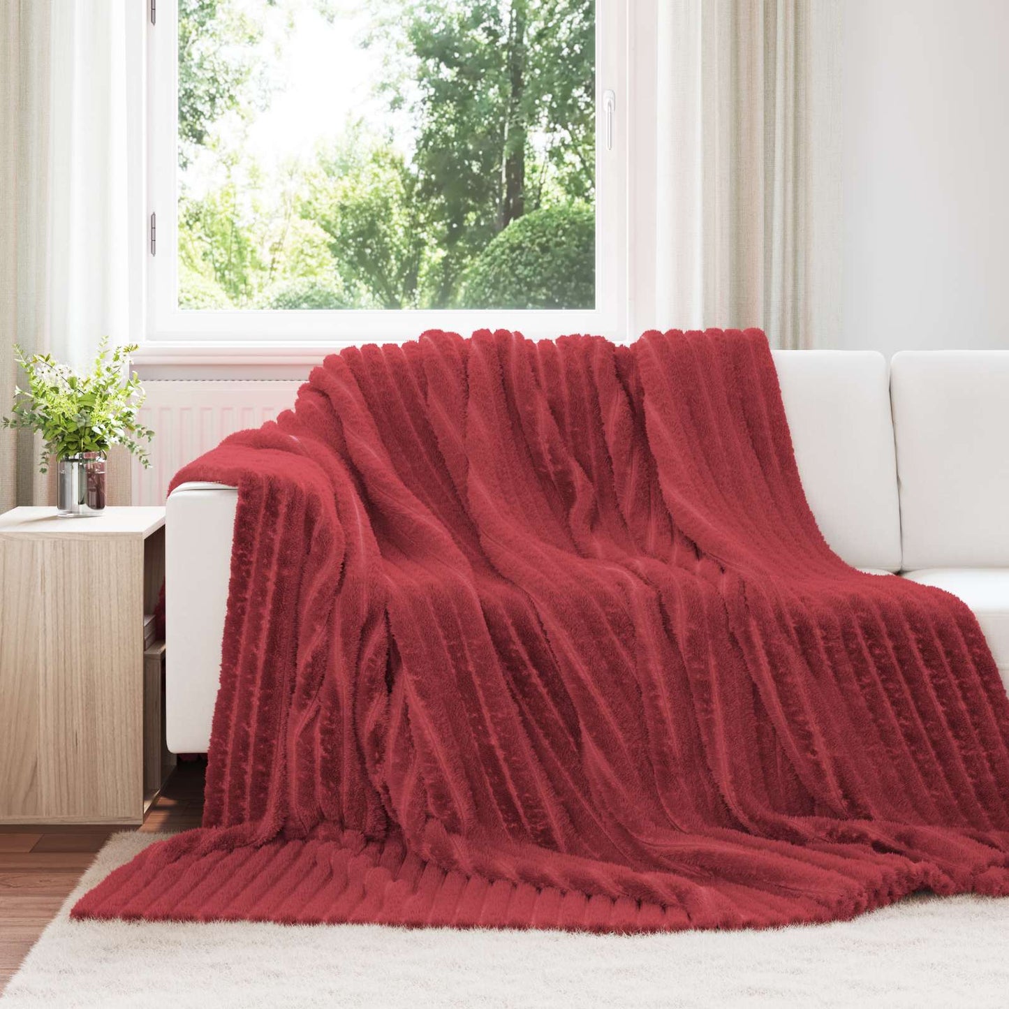 Kastteppe Bordeaux Rød 240 x 220 cm Fleece