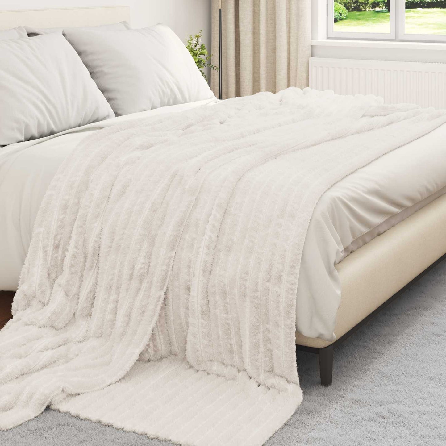 Kastteppe Krem 240 x 220 cm Fleece