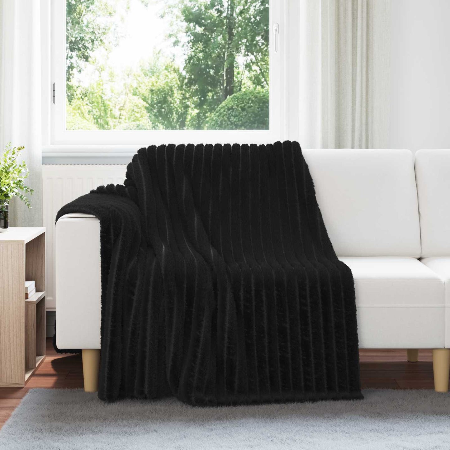Kastepledd 6 pcs Svart 200 x 150 cm Fleece