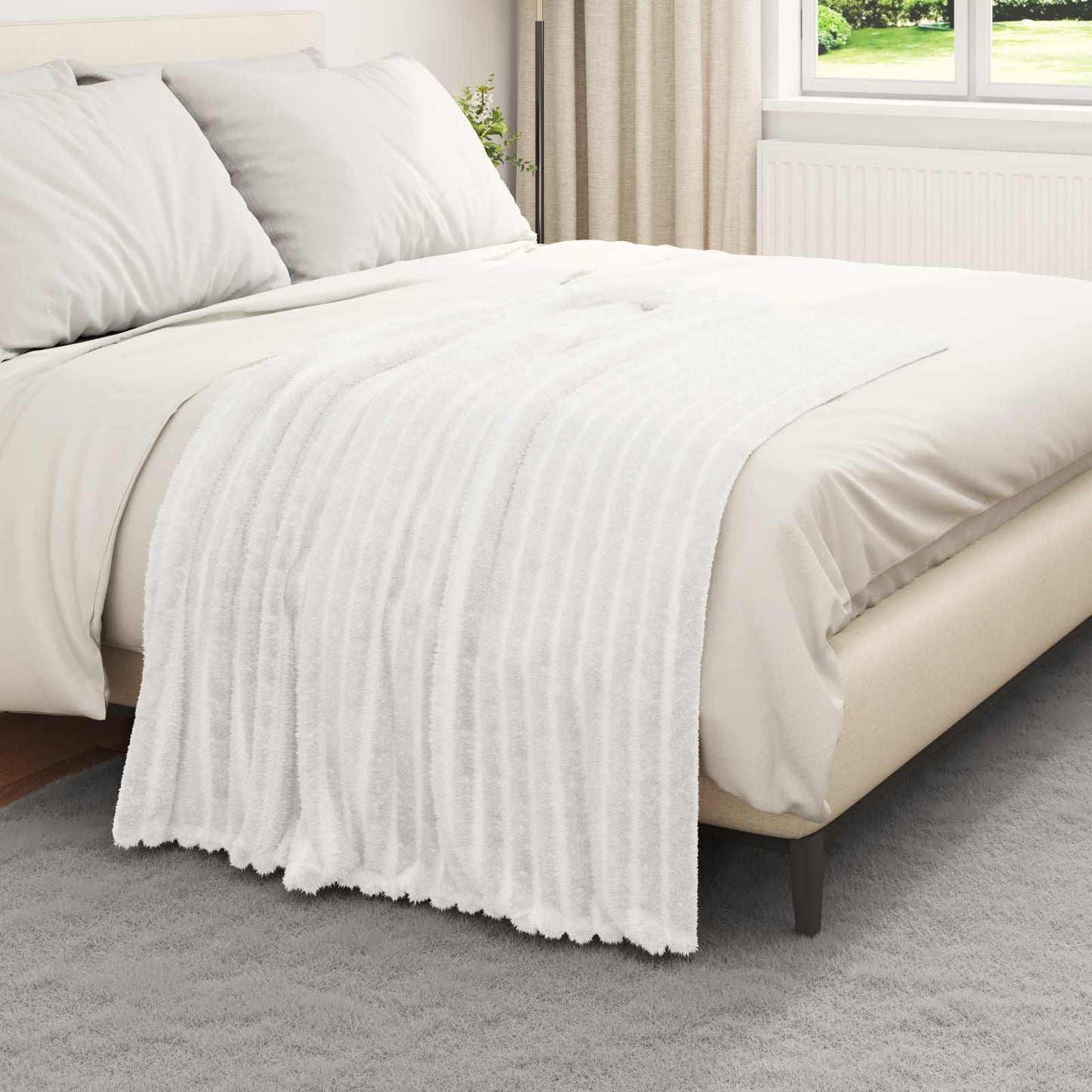 Kastepledd 6 pcs Hvit 150 x 130 cm Fleece