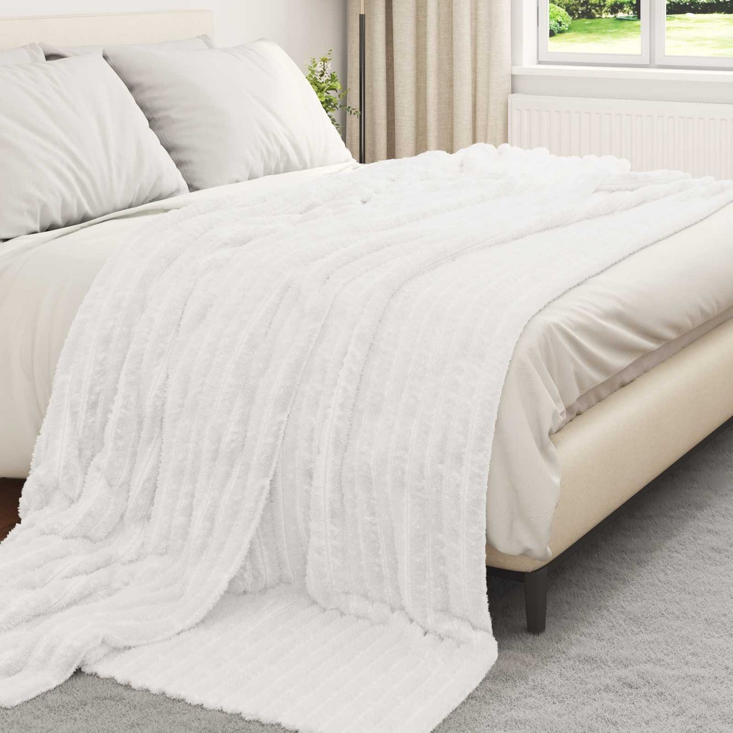 Kastepledd 6 pcs Hvit 240 x 220 cm Fleece