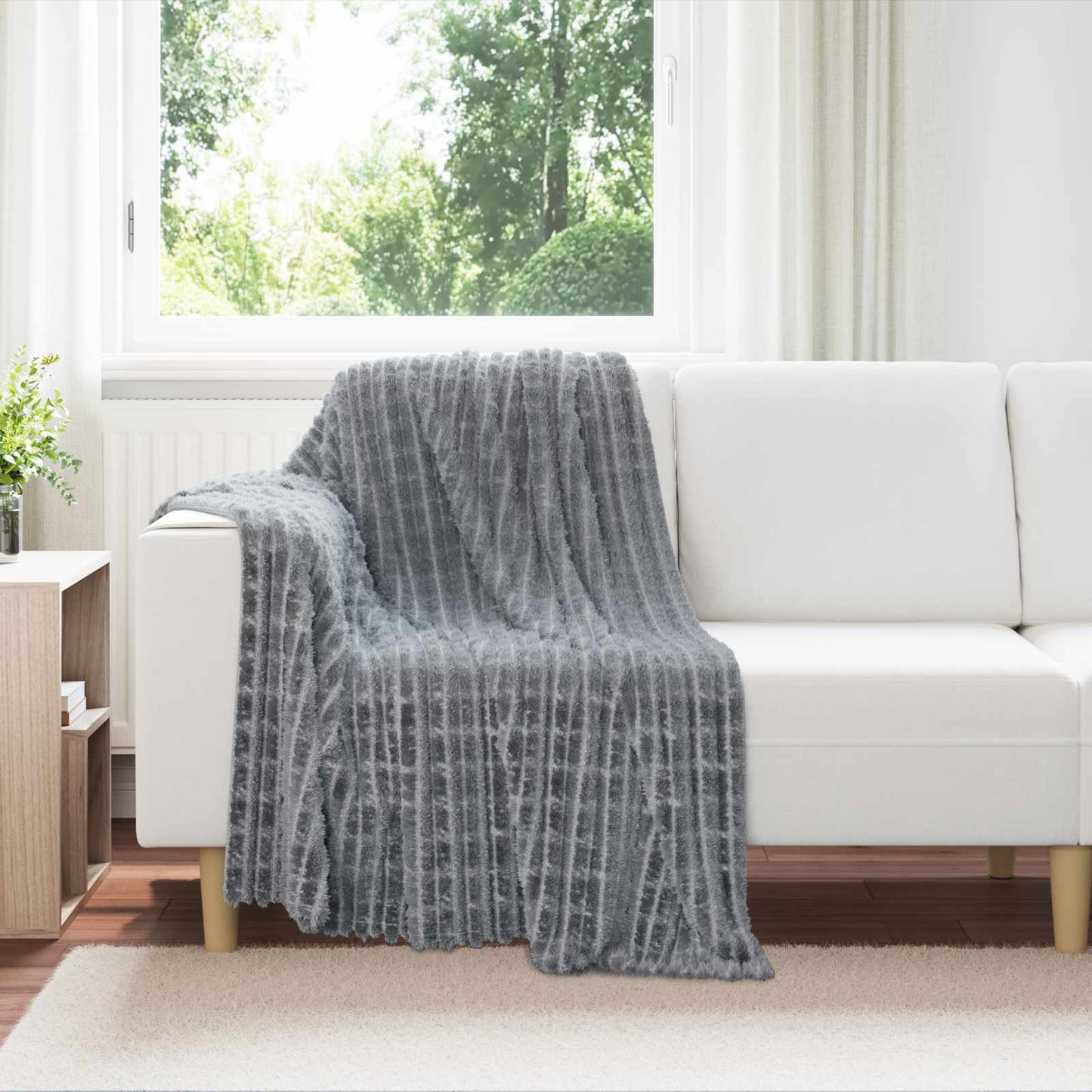 Kastteppe Mørkegrå 150 x 130 cm Fleece