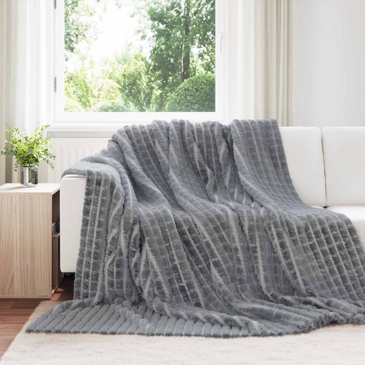 Kastteppe Mørkegrå 270 x 240 cm Fleece