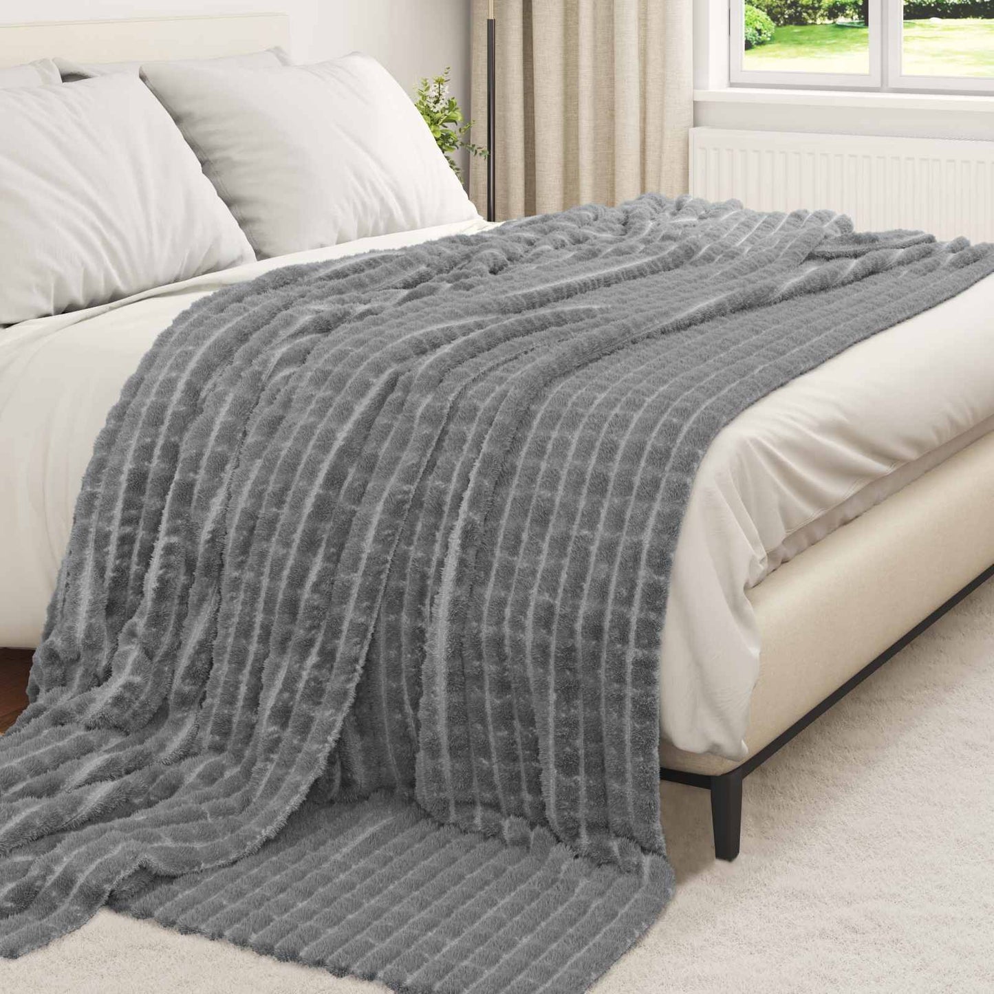 Kastteppe Mørkegrå 270 x 240 cm Fleece