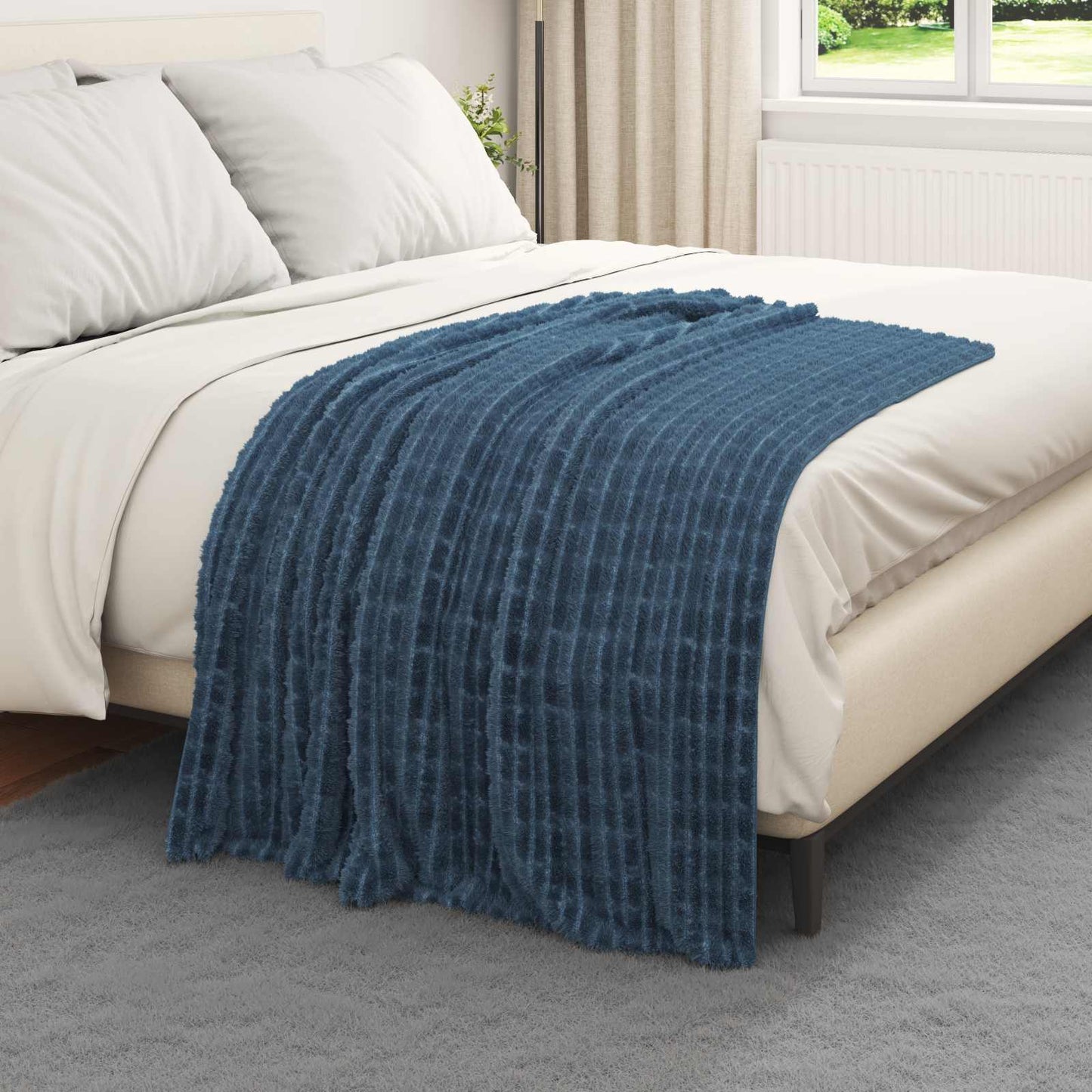 Kastteppe Marineblå 150 x 130 cm Fleece