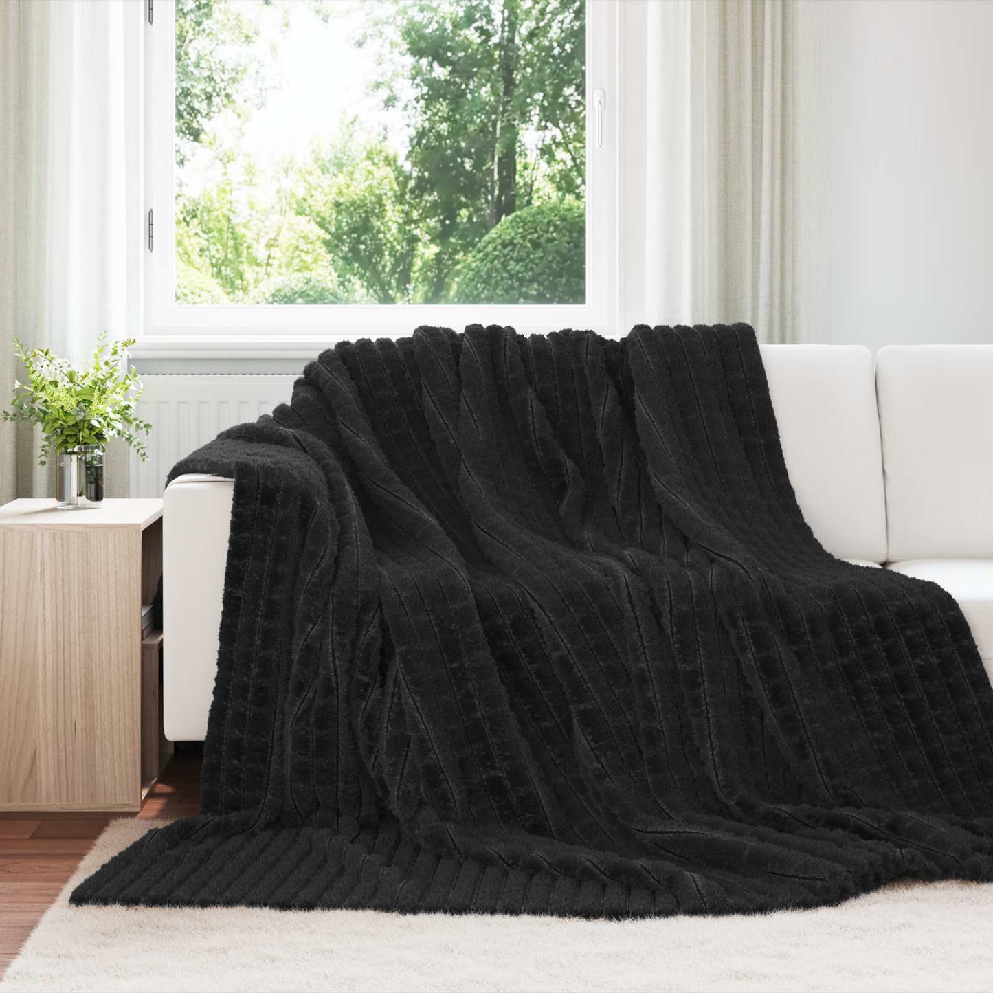 Kastteppe Svart 270 x 240 cm Fleece