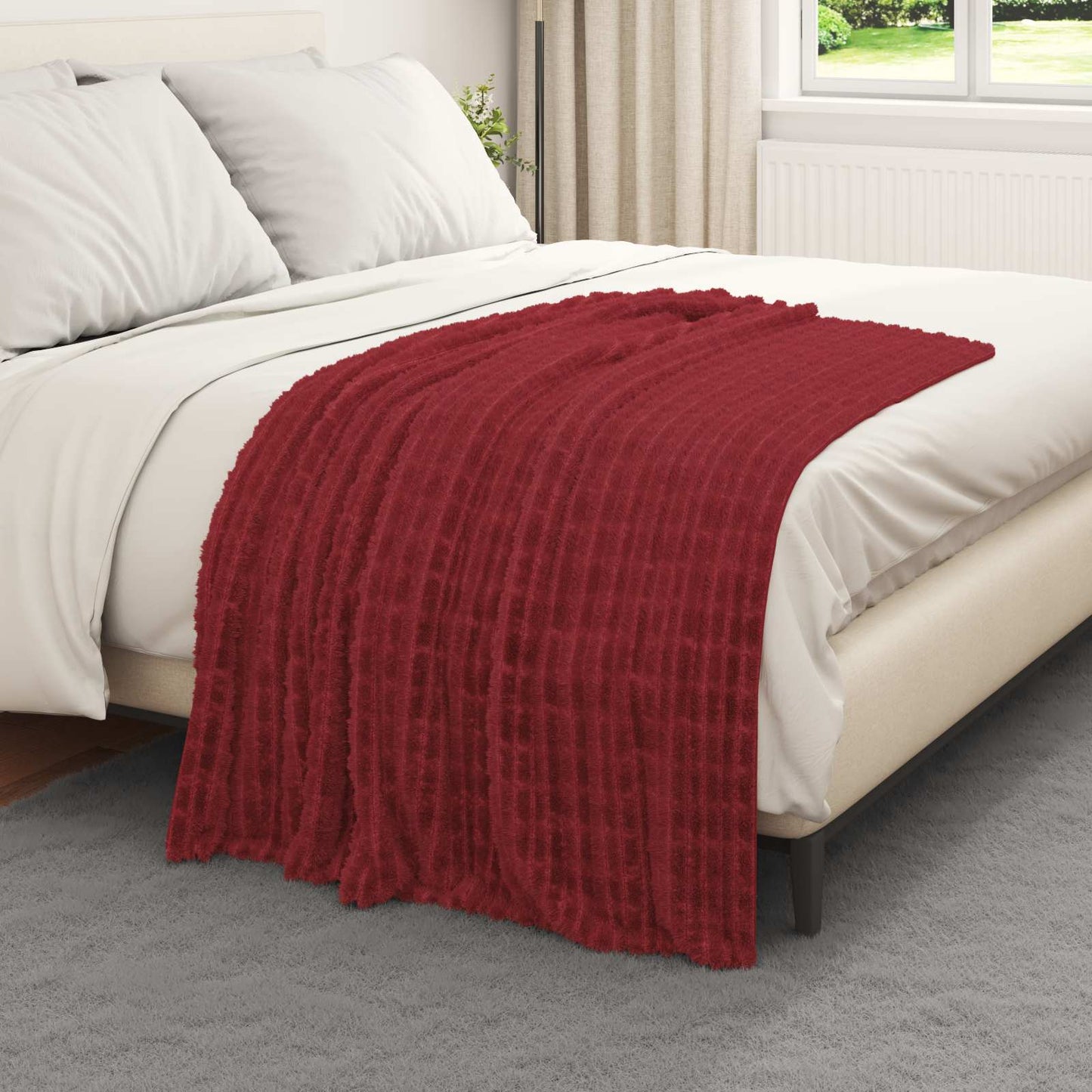 Kastteppe Bordeaux Rød 150 x 130 cm Fleece