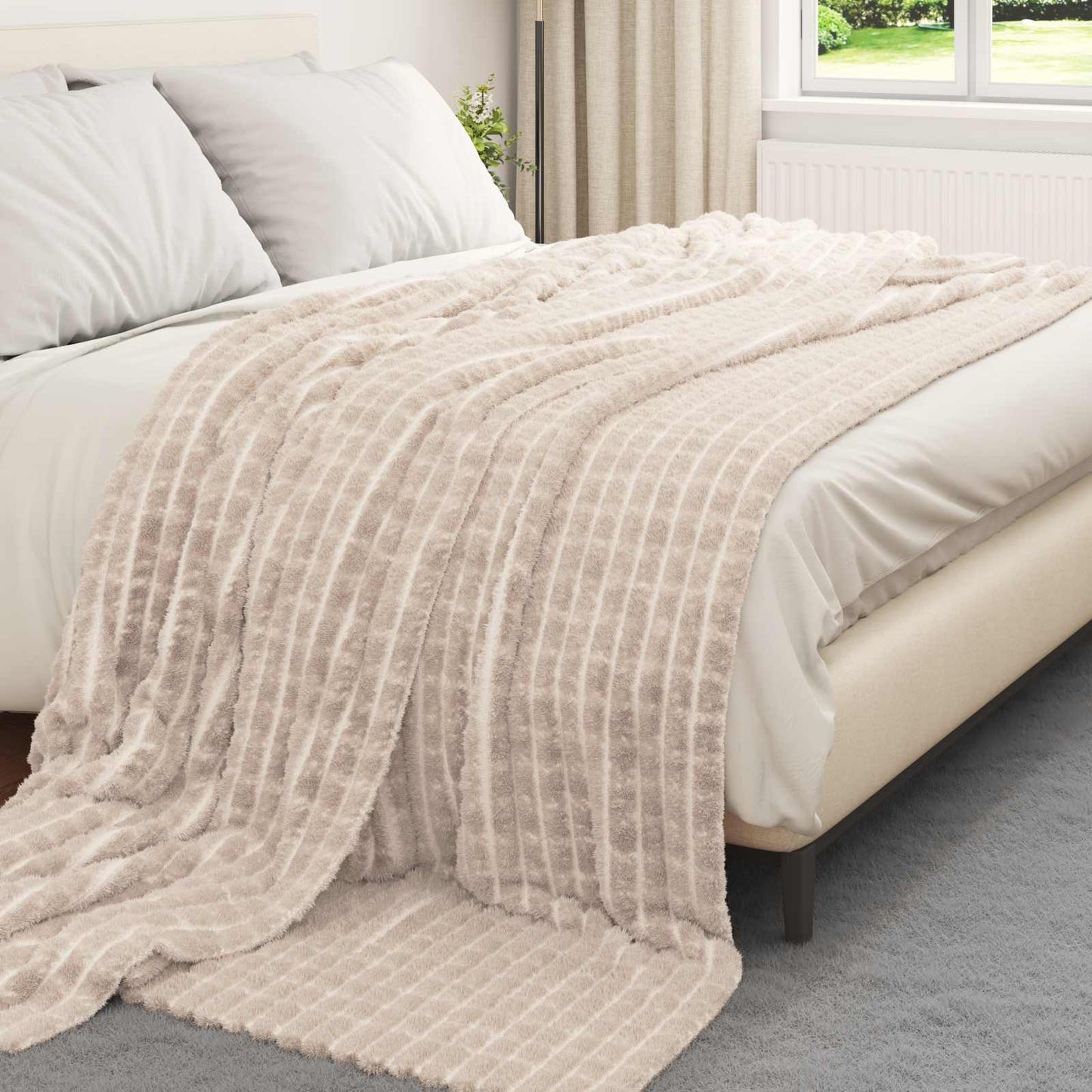 Kastepledd 6 pcs Beige 240 x 220 cm Fleece