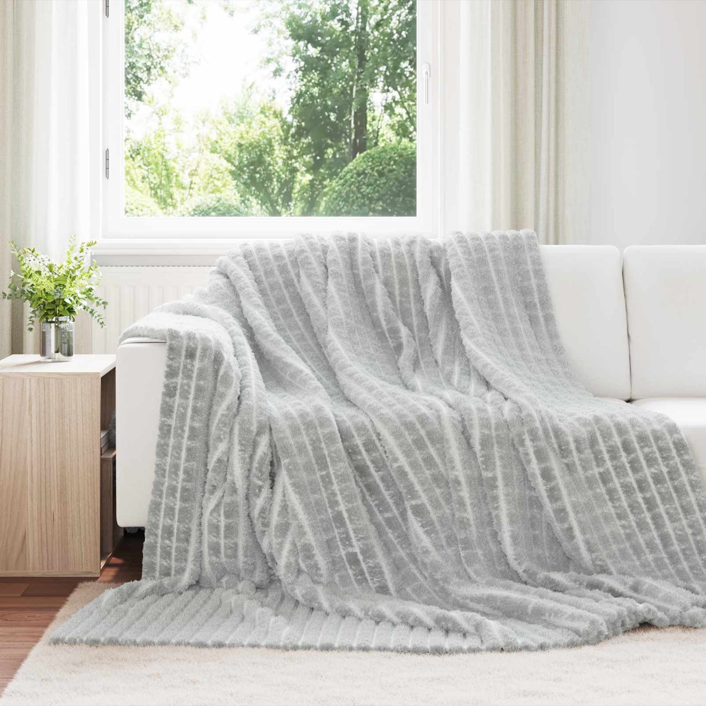 Kastepledd 6 pcs Grå 240 x 220 cm Fleece
