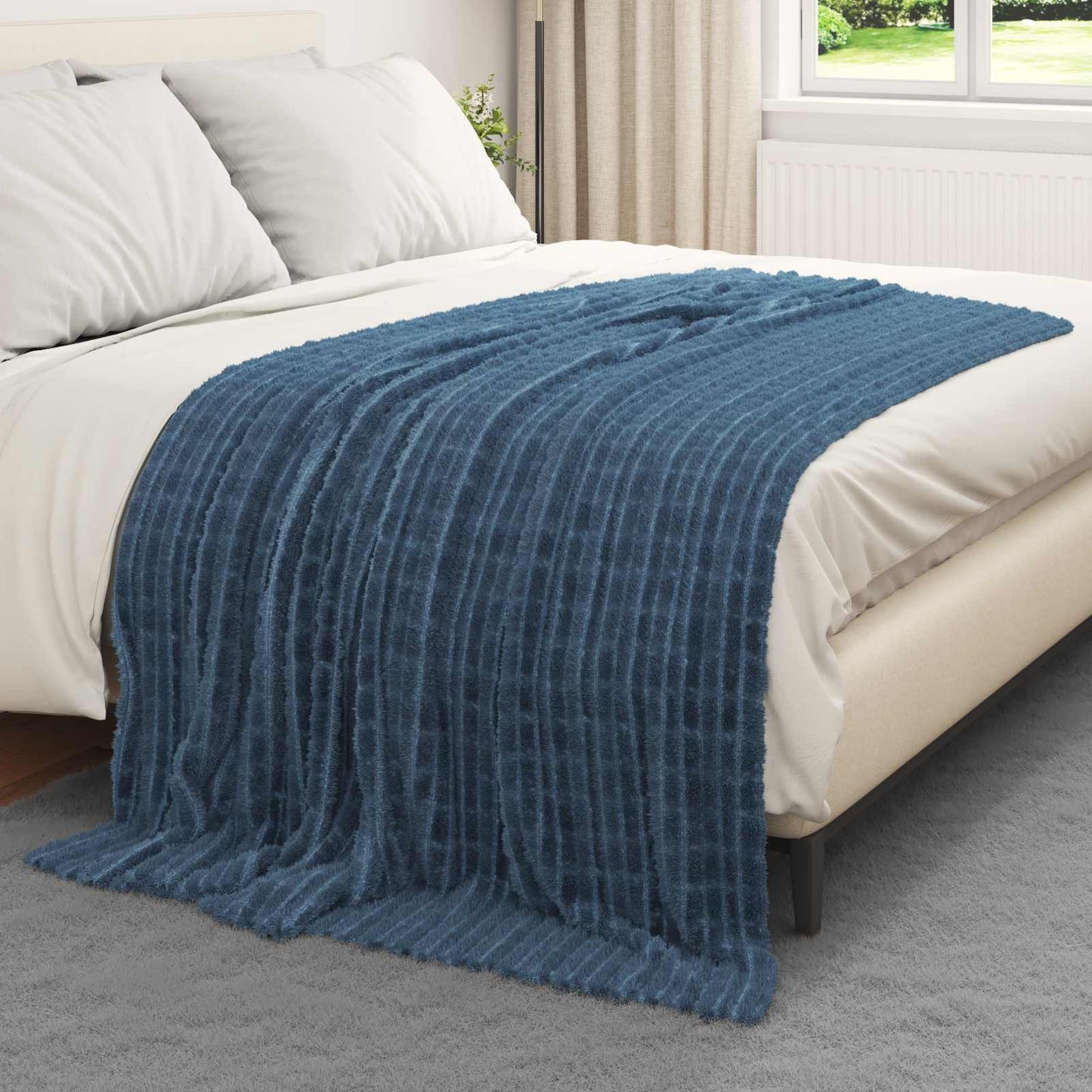 Kastepledd 6 pcs Marineblå 200 x 150 cm Fleece