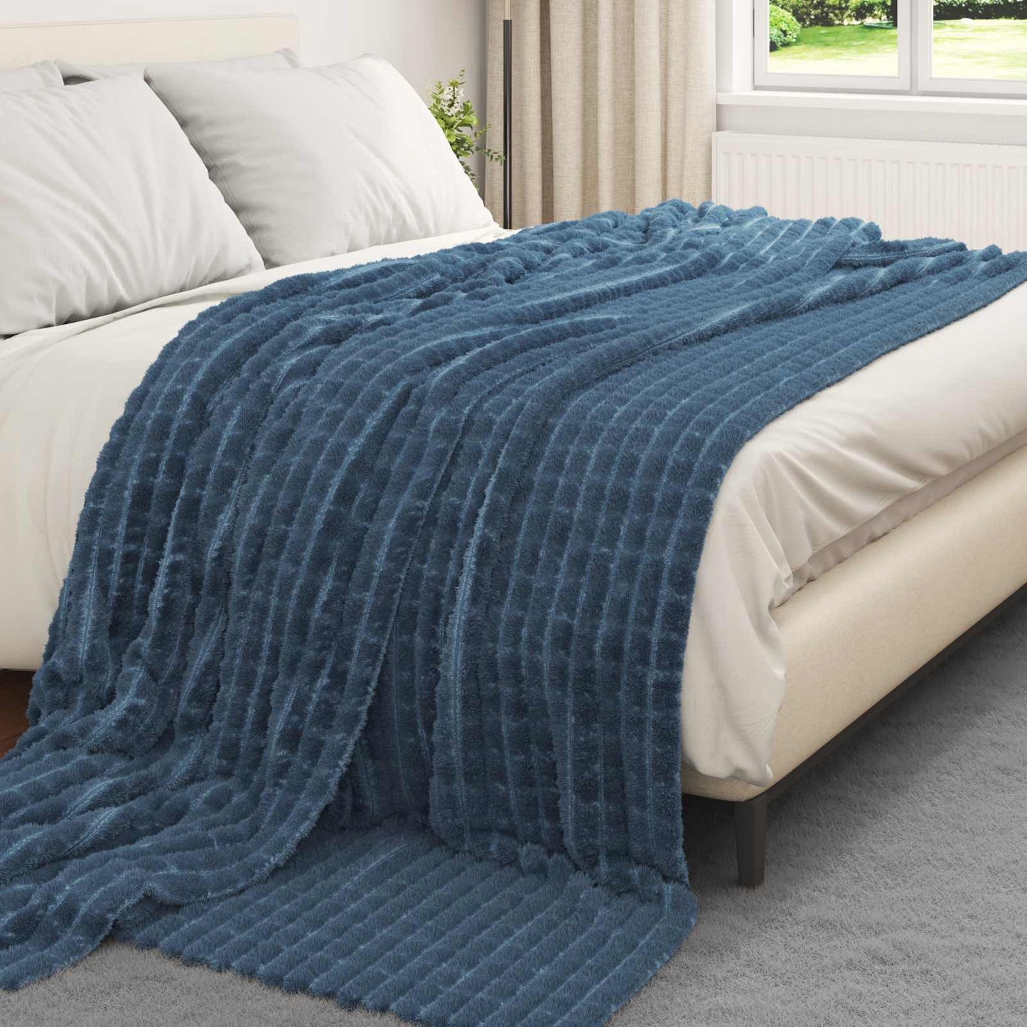 Kastepledd 6 pcs Marineblå 240 x 220 cm Fleece