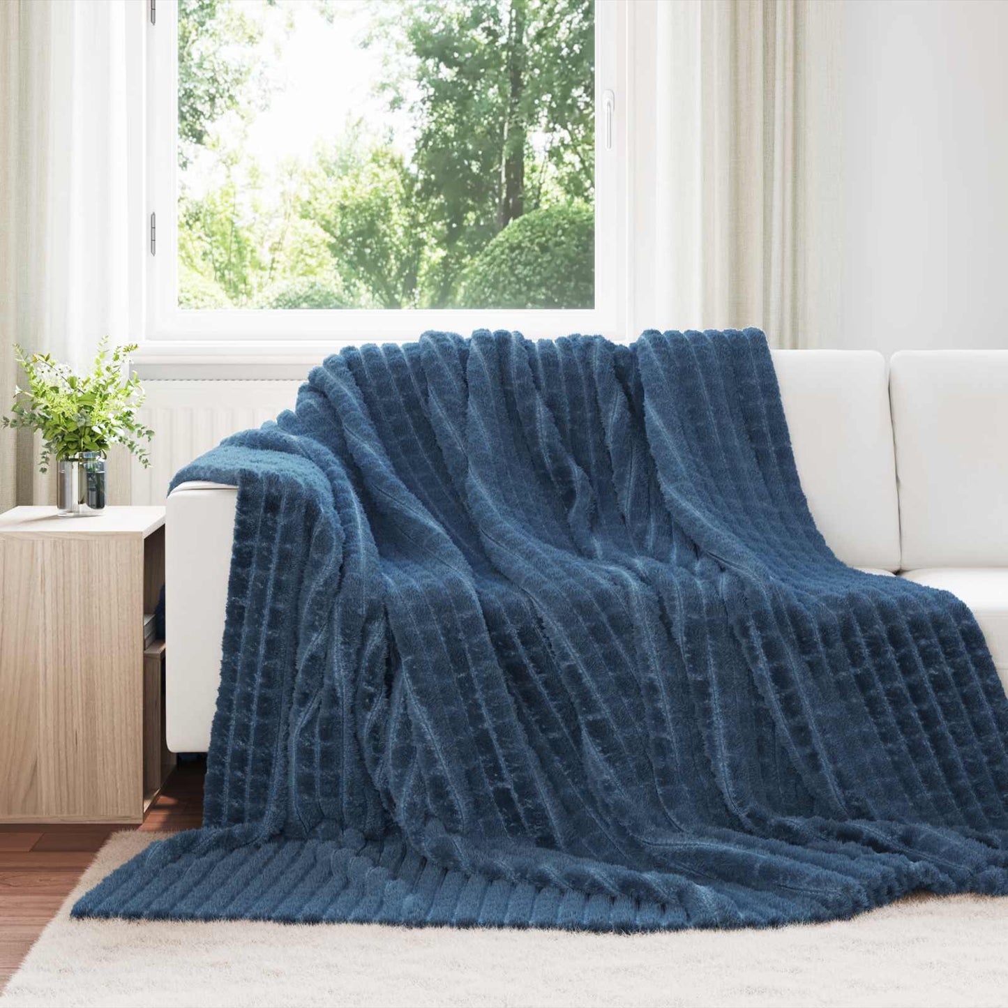 Kastepledd 6 pcs Marineblå 270 x 240 cm Fleece