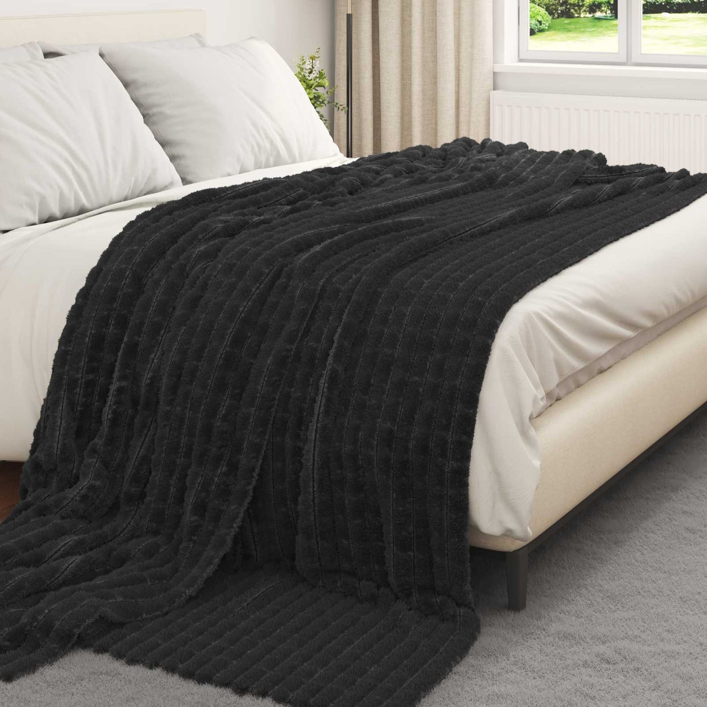 Kastepledd 6 pcs Svart 270 x 240 cm Fleece