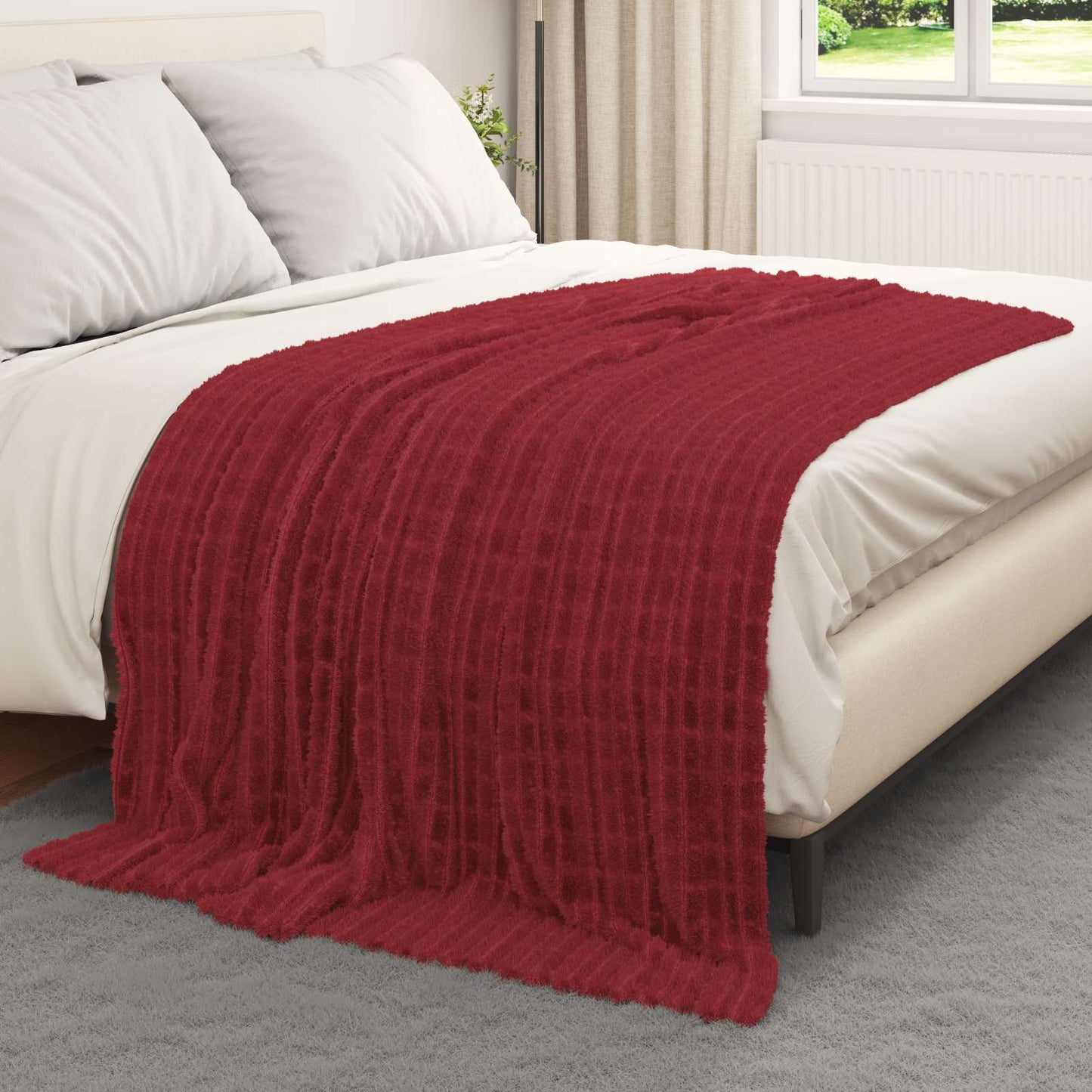 Kastepledd 6 pcs Bordeaux Rød 200 x 150 cm Fleece