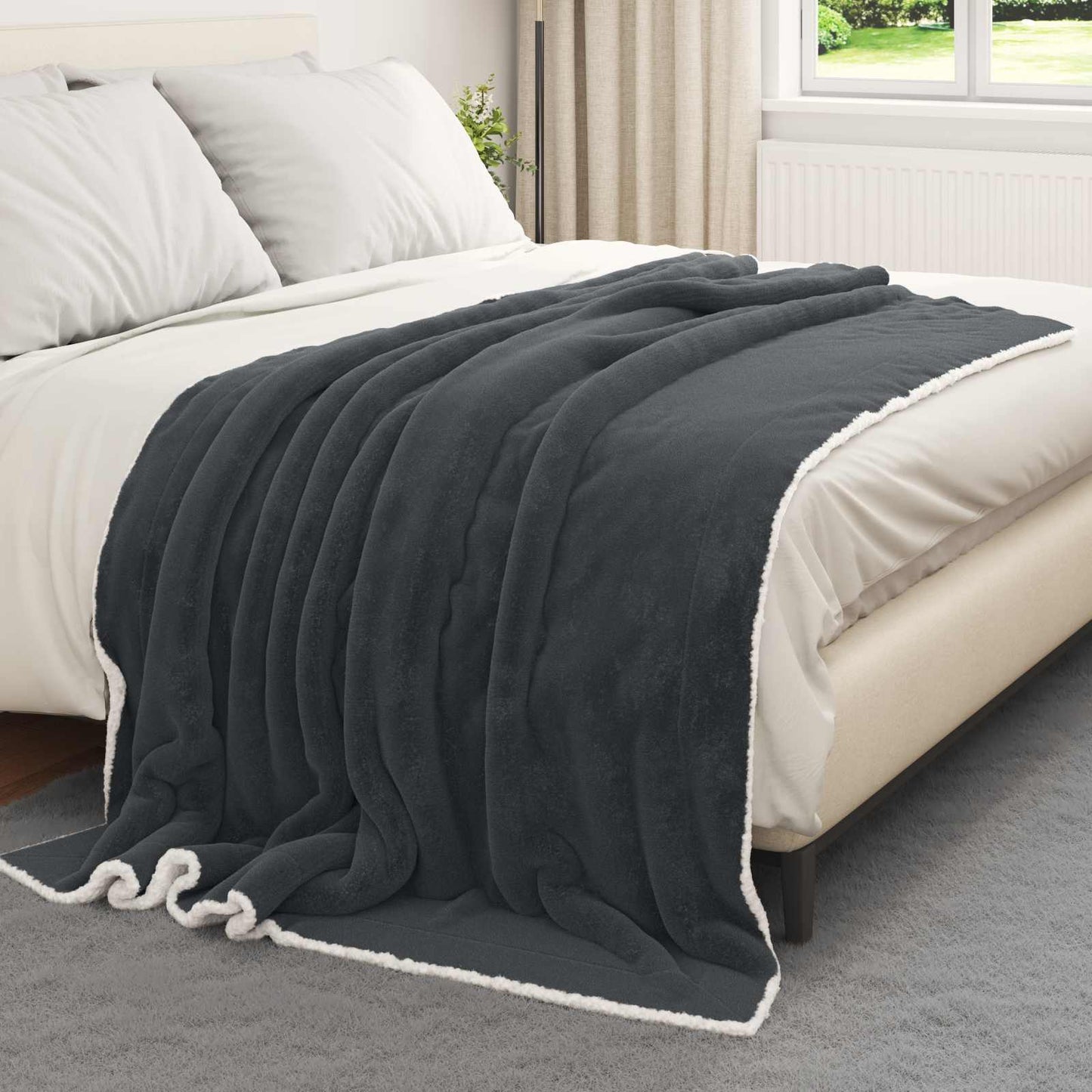 Kastteppe Mørkegrå 150 x 200 cm Fleece