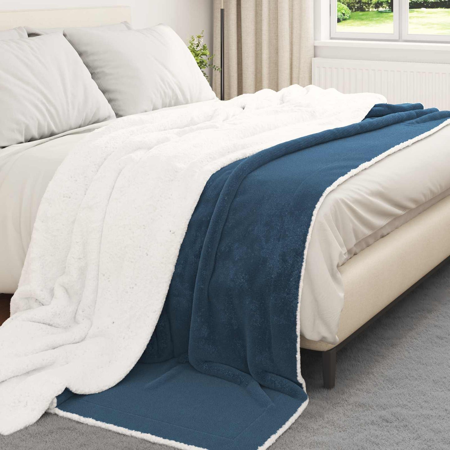 Kastteppe Marineblå 220 x 240 cm Fleece