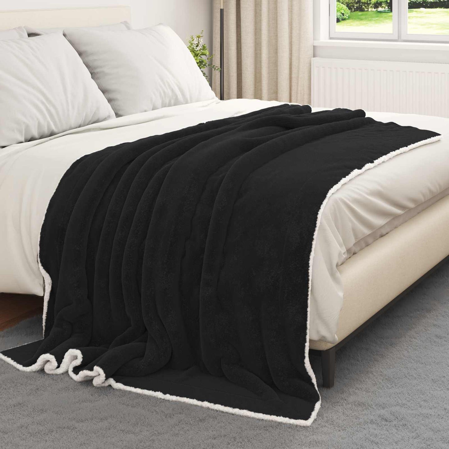 Kastteppe Svart 150 x 200 cm Fleece