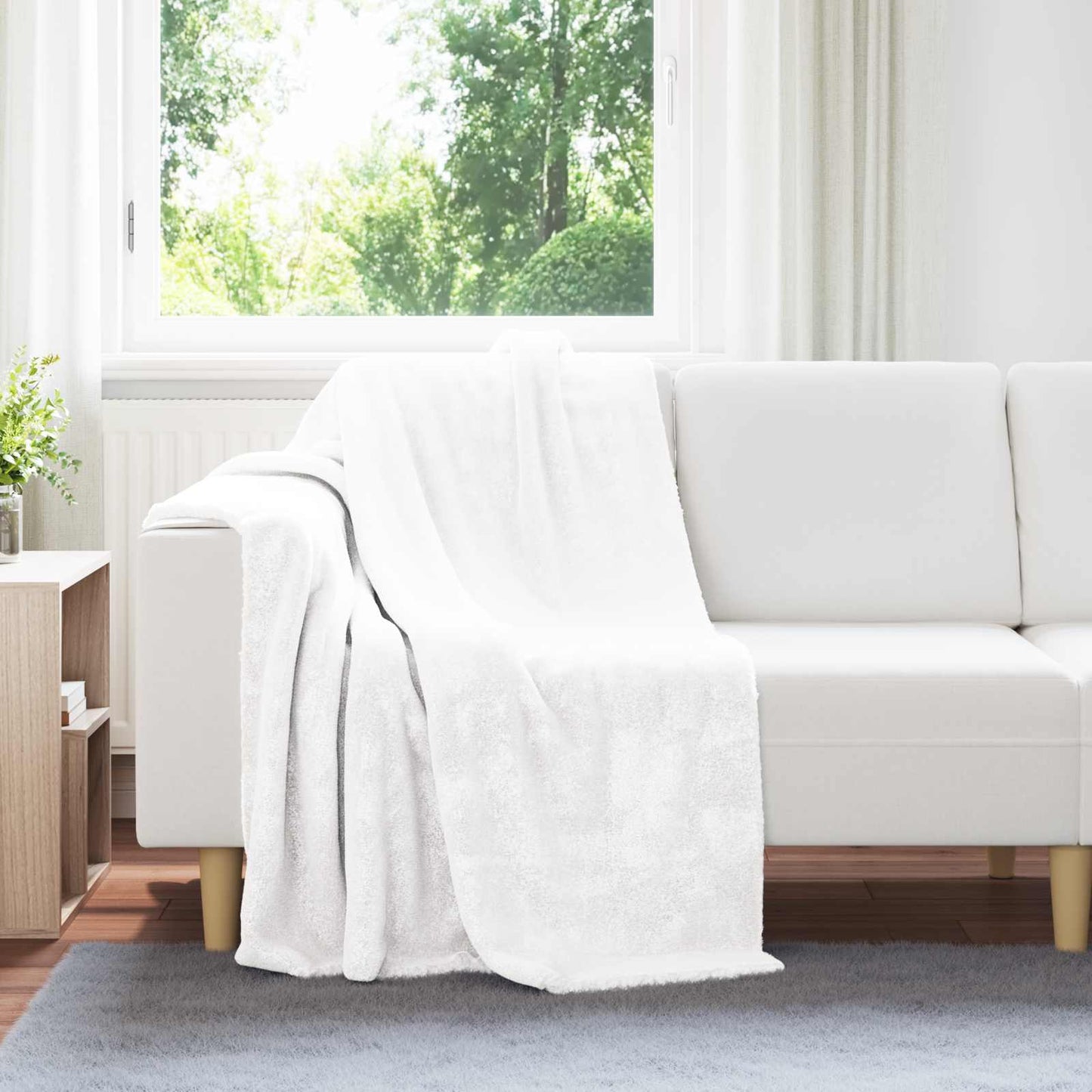 Kastteppe Hvit 130 x 150 cm Fleece
