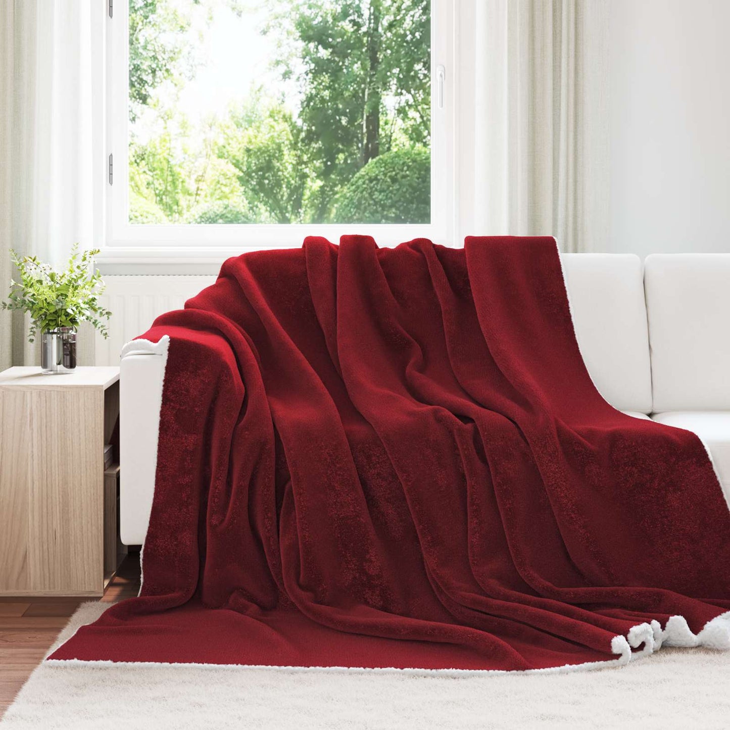 Kastteppe Bordeaux Rød 220 x 240 cm Fleece