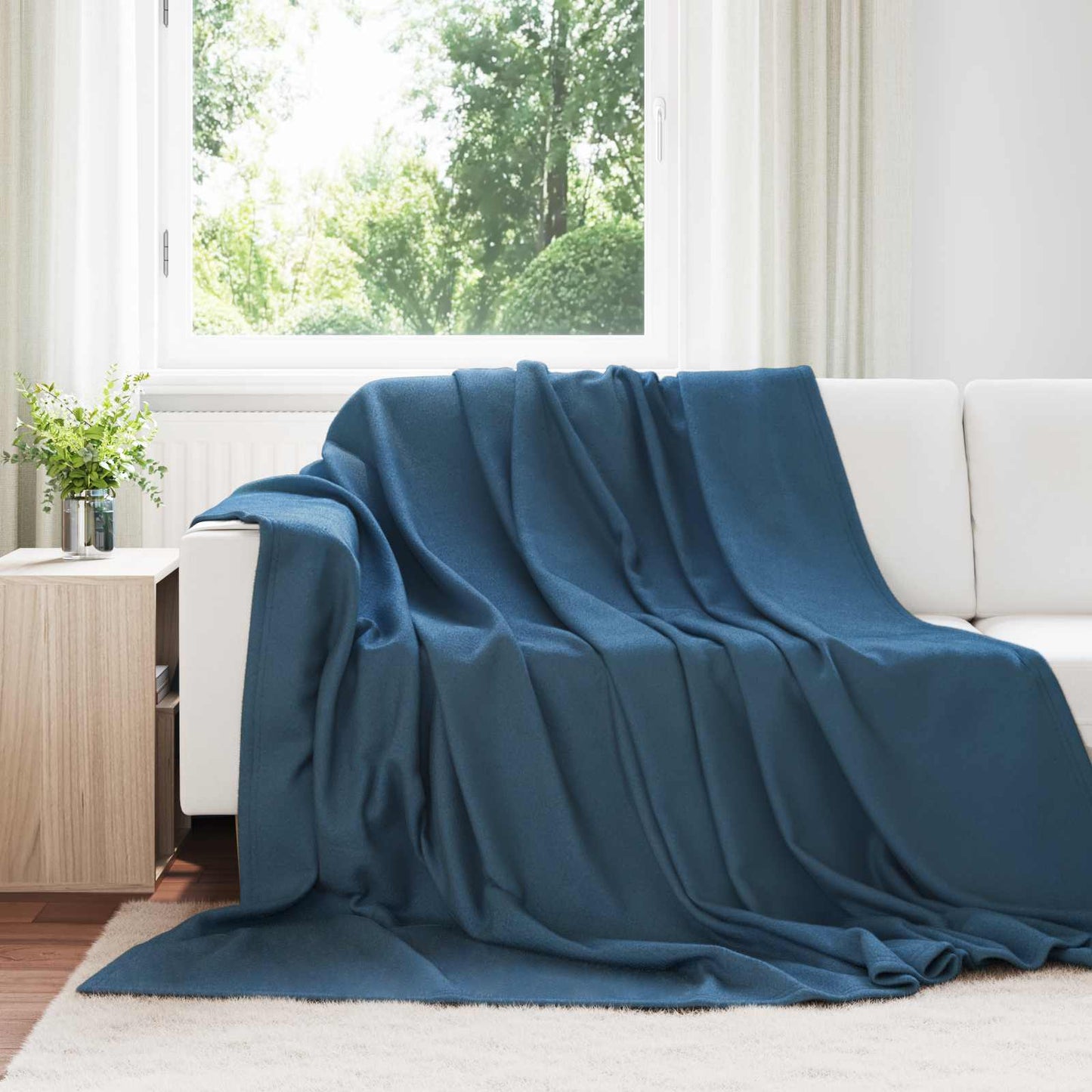 Kastteppe Marineblå 270 x 240 cm Fleece