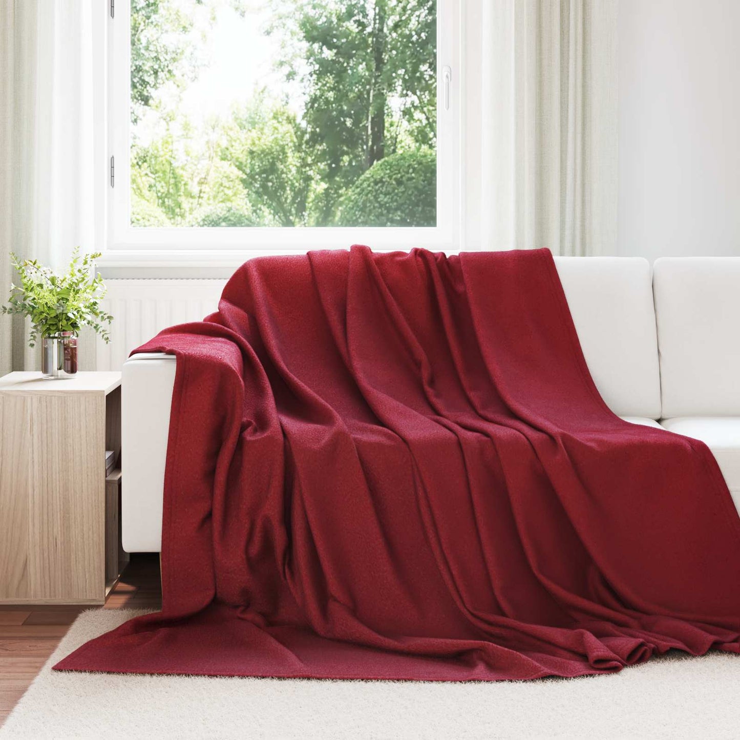 Kastepledd 6 pcs Bordeaux Rød 240 x 220 cm Fleece