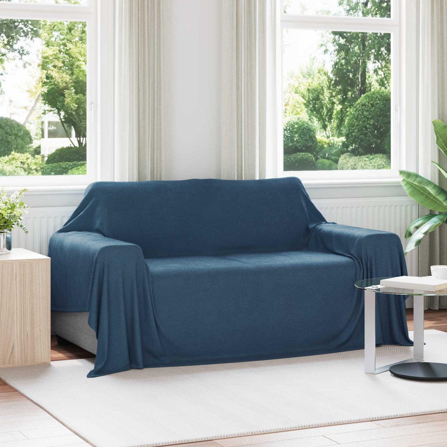 Kastepledd 6 pcs Marineblå 280 x 210 cm Fleece