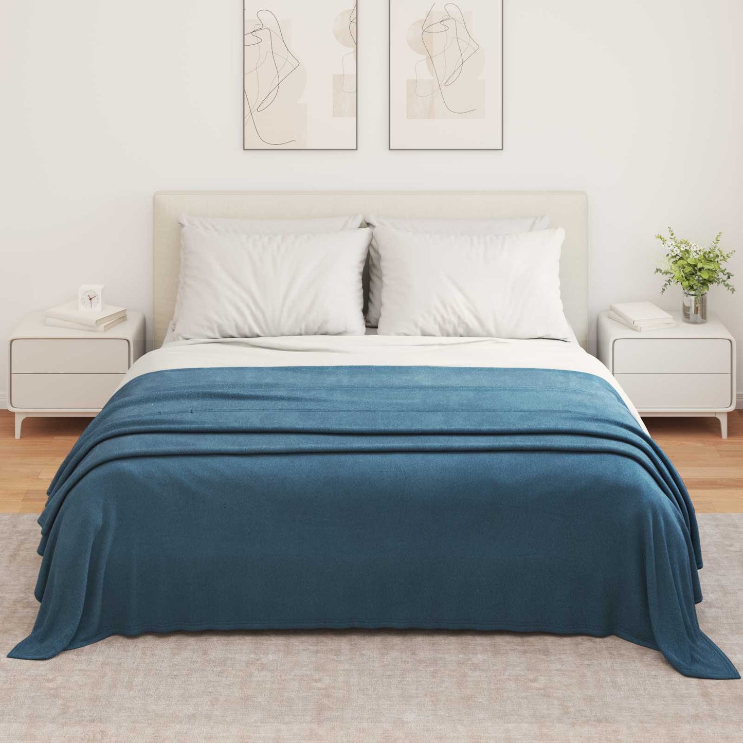 Kastepledd 6 pcs Marineblå 350 x 270 cm Fleece