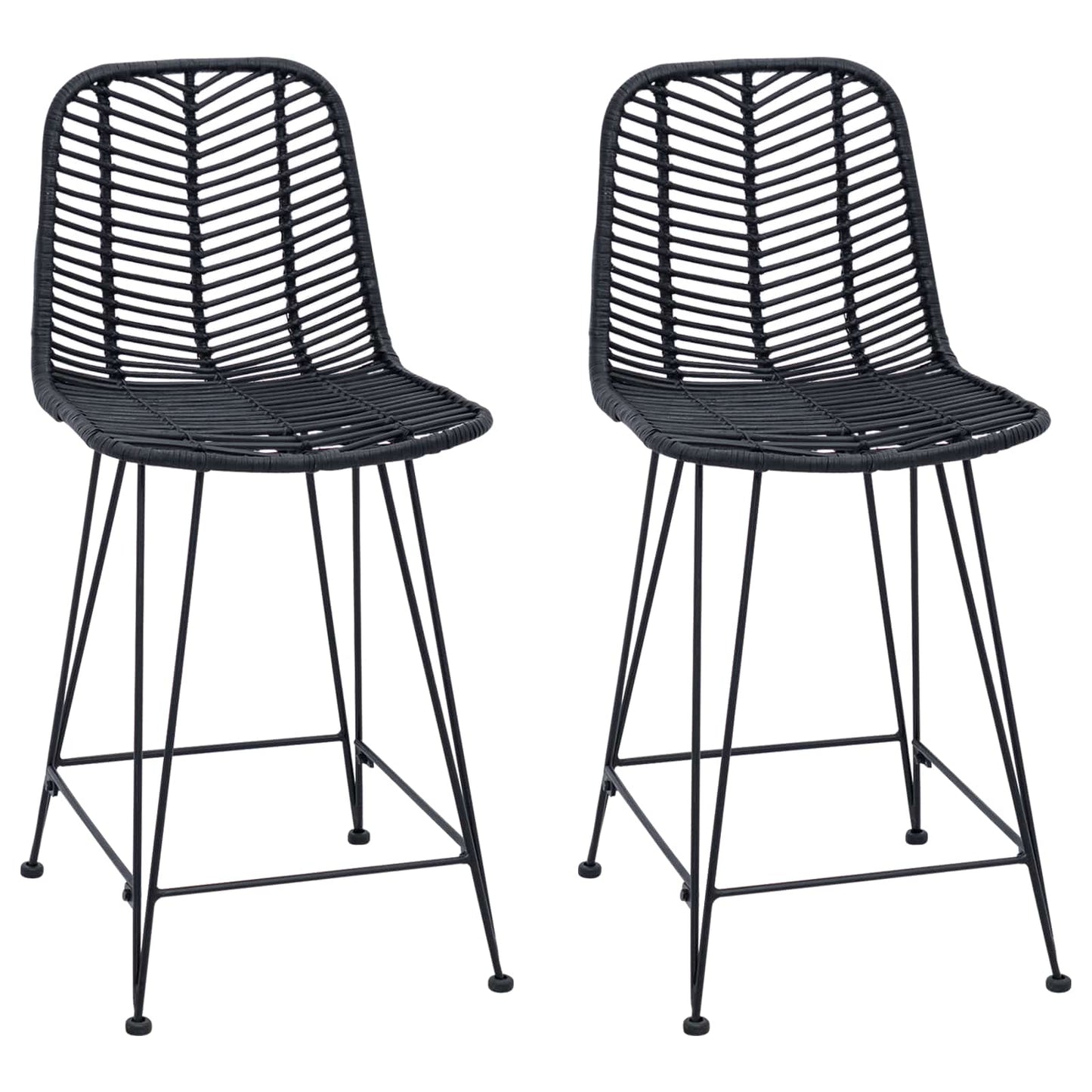 Barstol 2 pcs 44,5 x 54,5 x 97,5 cm Rattan og Jern