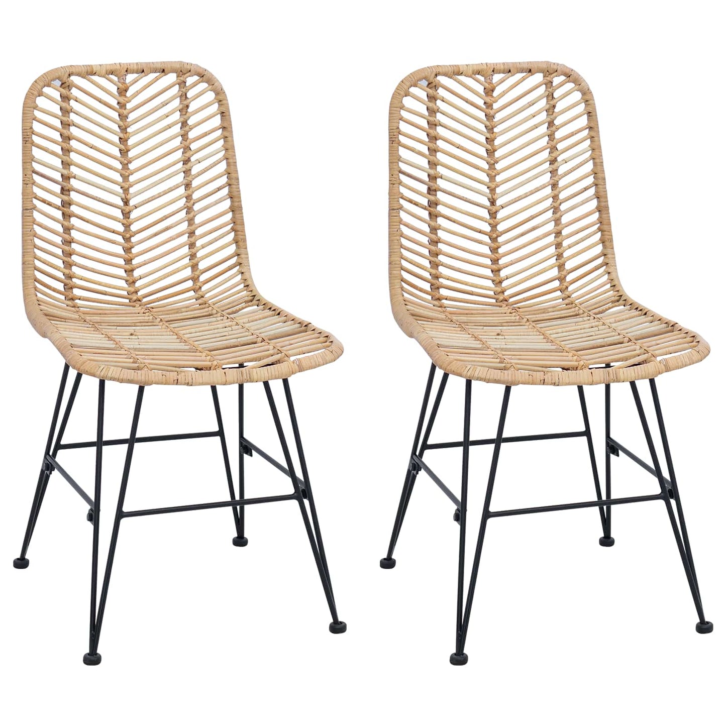 Spisestuestol 2 pcs Rattan og Jern Naturlig 44,5 x 54,5 x 85 cm