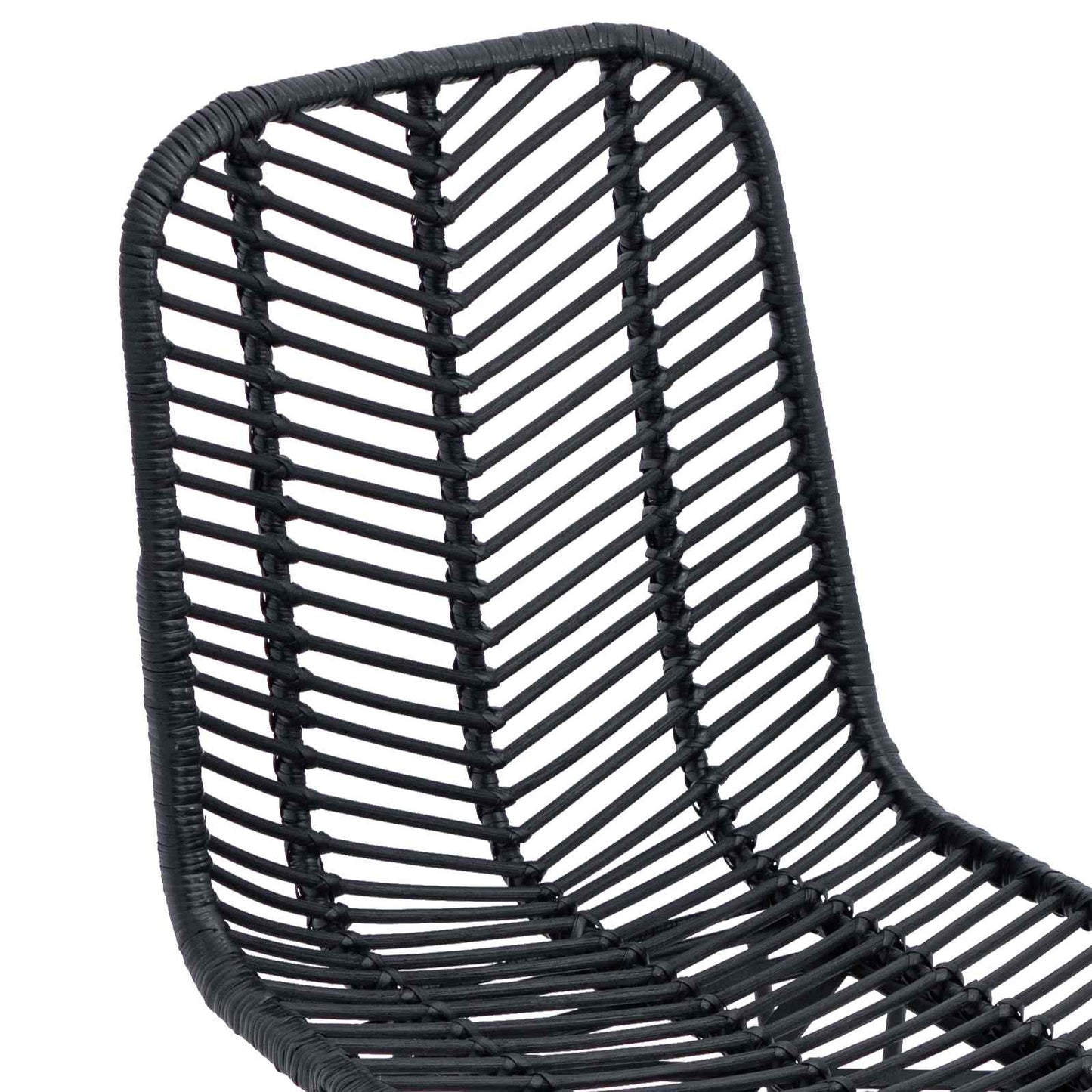 Spisestuestol 2 pcs Rattan og Jern Svart 44,5 x 54,5 x 85 cm