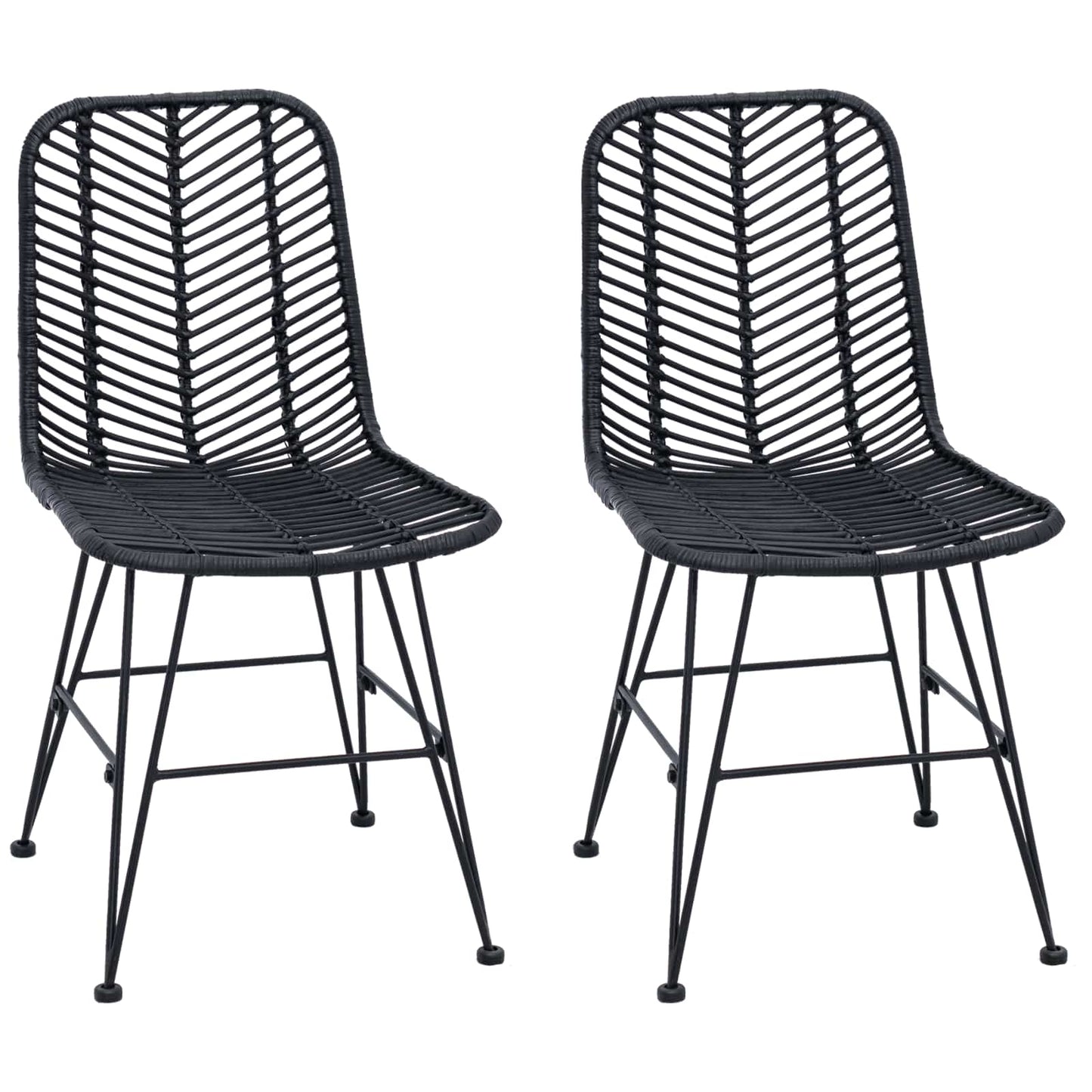 Spisestuestol 2 pcs Rattan og Jern Svart 44,5 x 54,5 x 85 cm