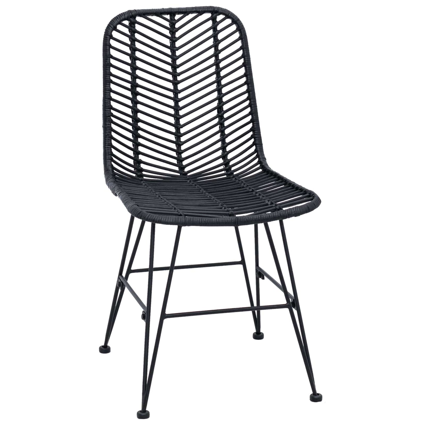 Spisestuestol 2 pcs Rattan og Jern Svart 44,5 x 54,5 x 85 cm