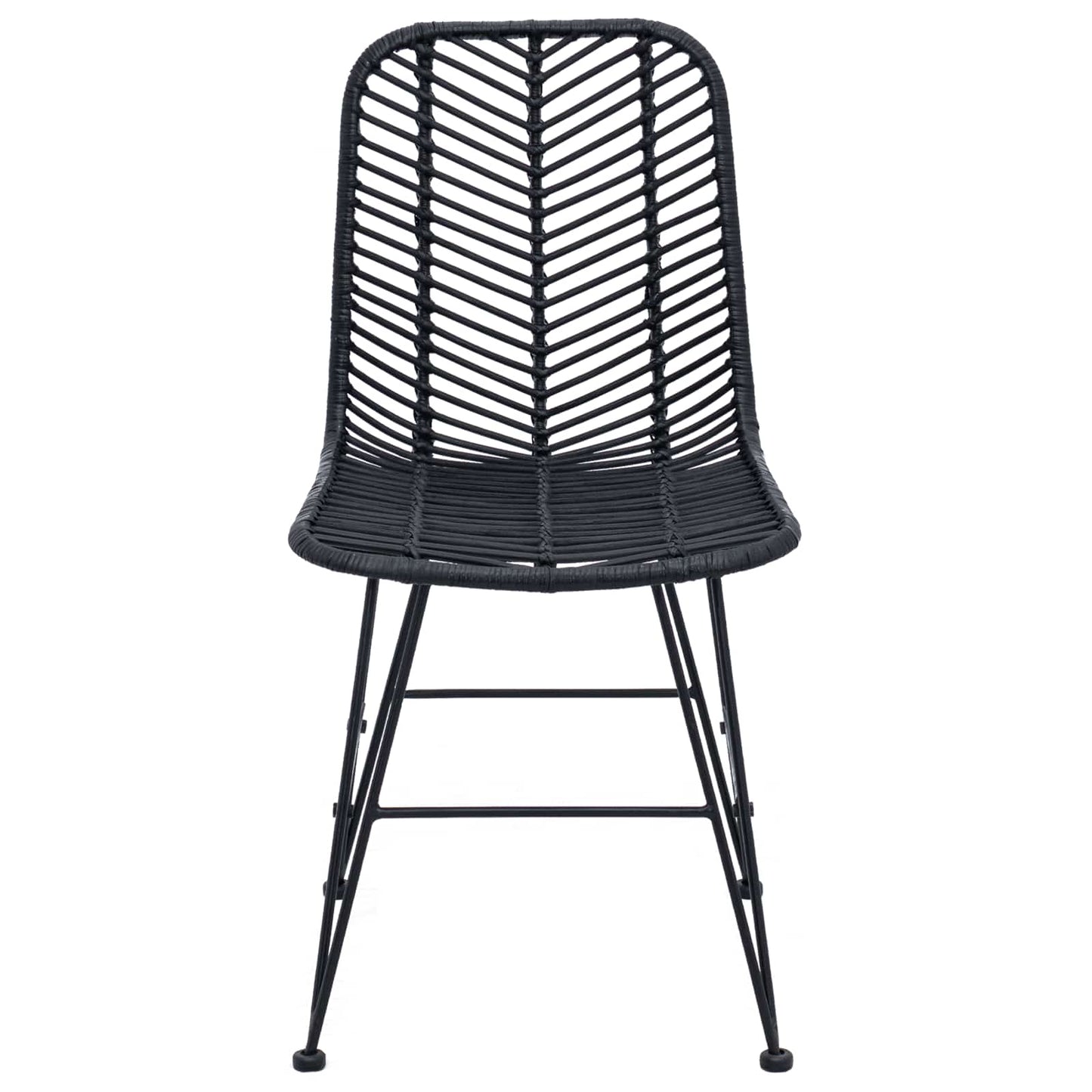 Spisestuestol 2 pcs Rattan og Jern Svart 44,5 x 54,5 x 85 cm