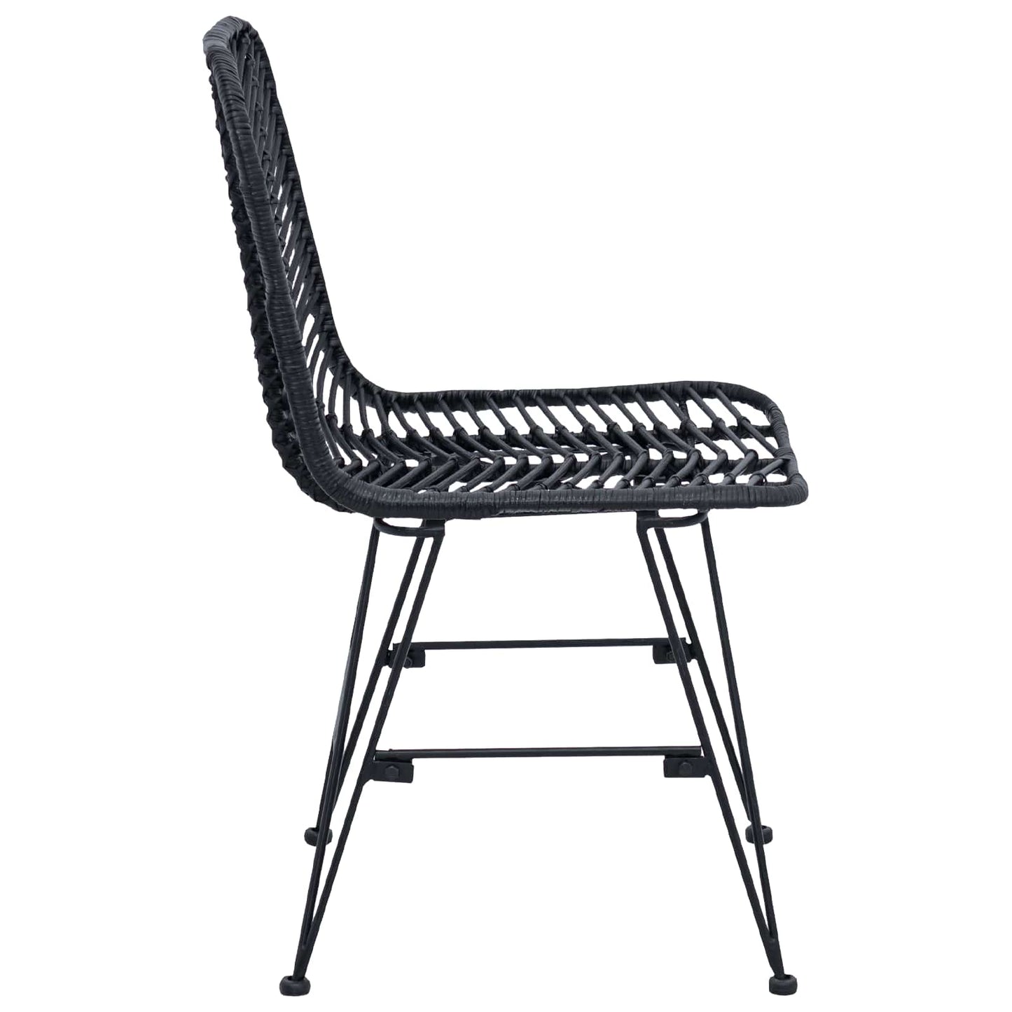 Spisestuestol 2 pcs Rattan og Jern Svart 44,5 x 54,5 x 85 cm