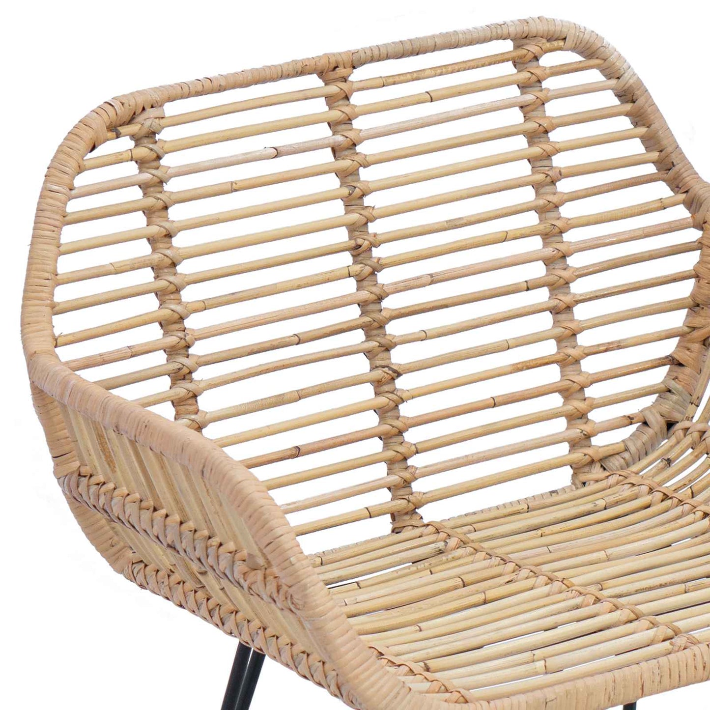 Spisestuestol 2 pcs Rattan og Jern Naturlig 55 x 50 x 74 cm