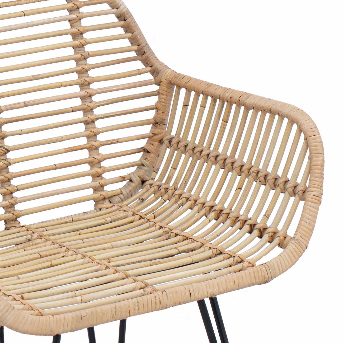 Spisestuestol 2 pcs Rattan og Jern Naturlig 55 x 50 x 74 cm