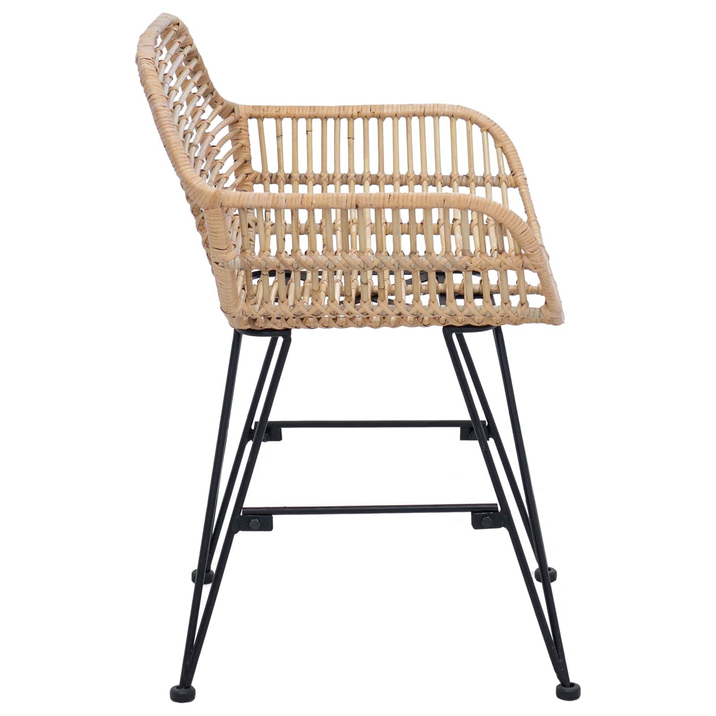 Spisestuestol 2 pcs Rattan og Jern Naturlig 55 x 50 x 74 cm