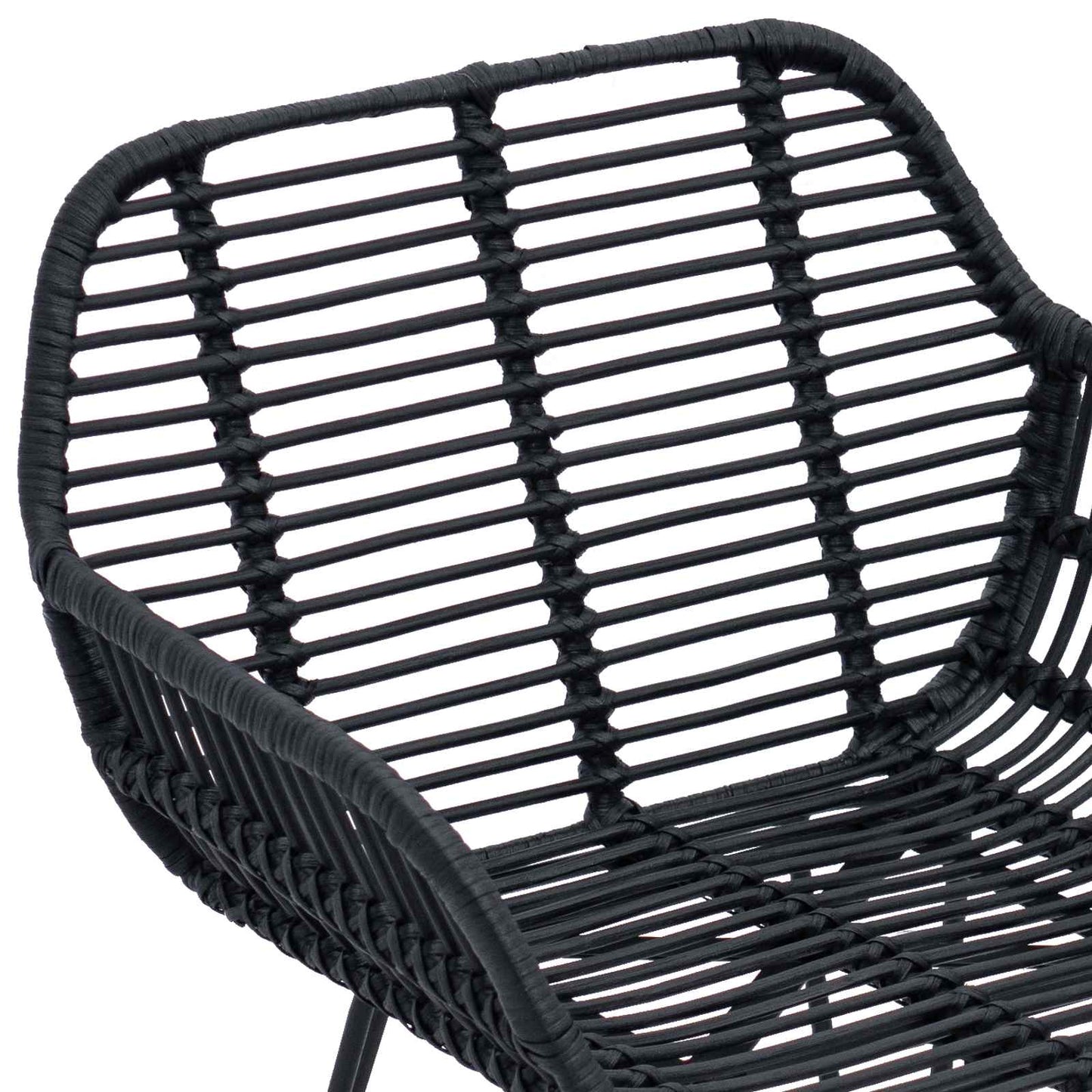 Spisestuestol 2 pcs Rattan og Jern Svart 55 x 50 x 74 cm