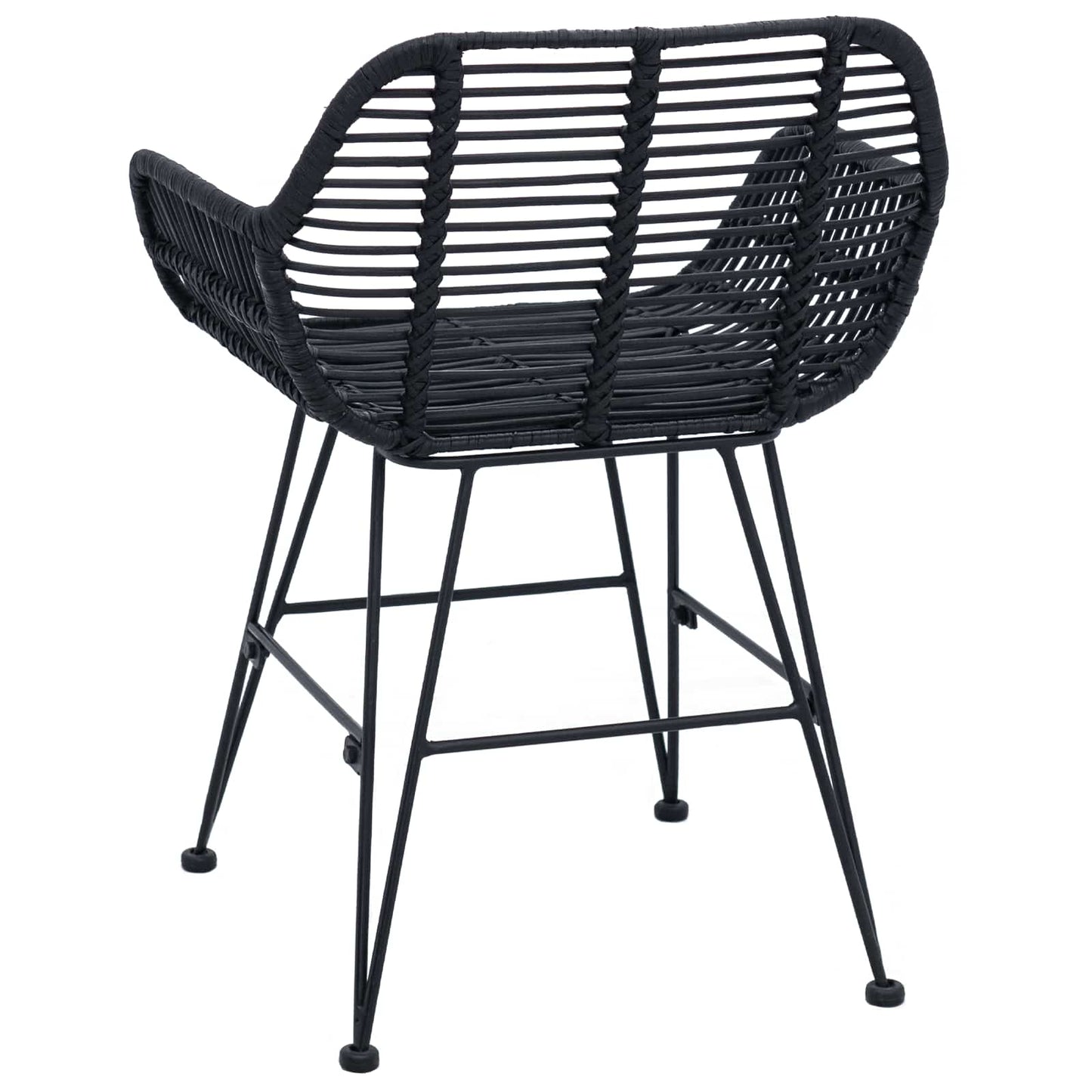 Spisestuestol 2 pcs Rattan og Jern Svart 55 x 50 x 74 cm