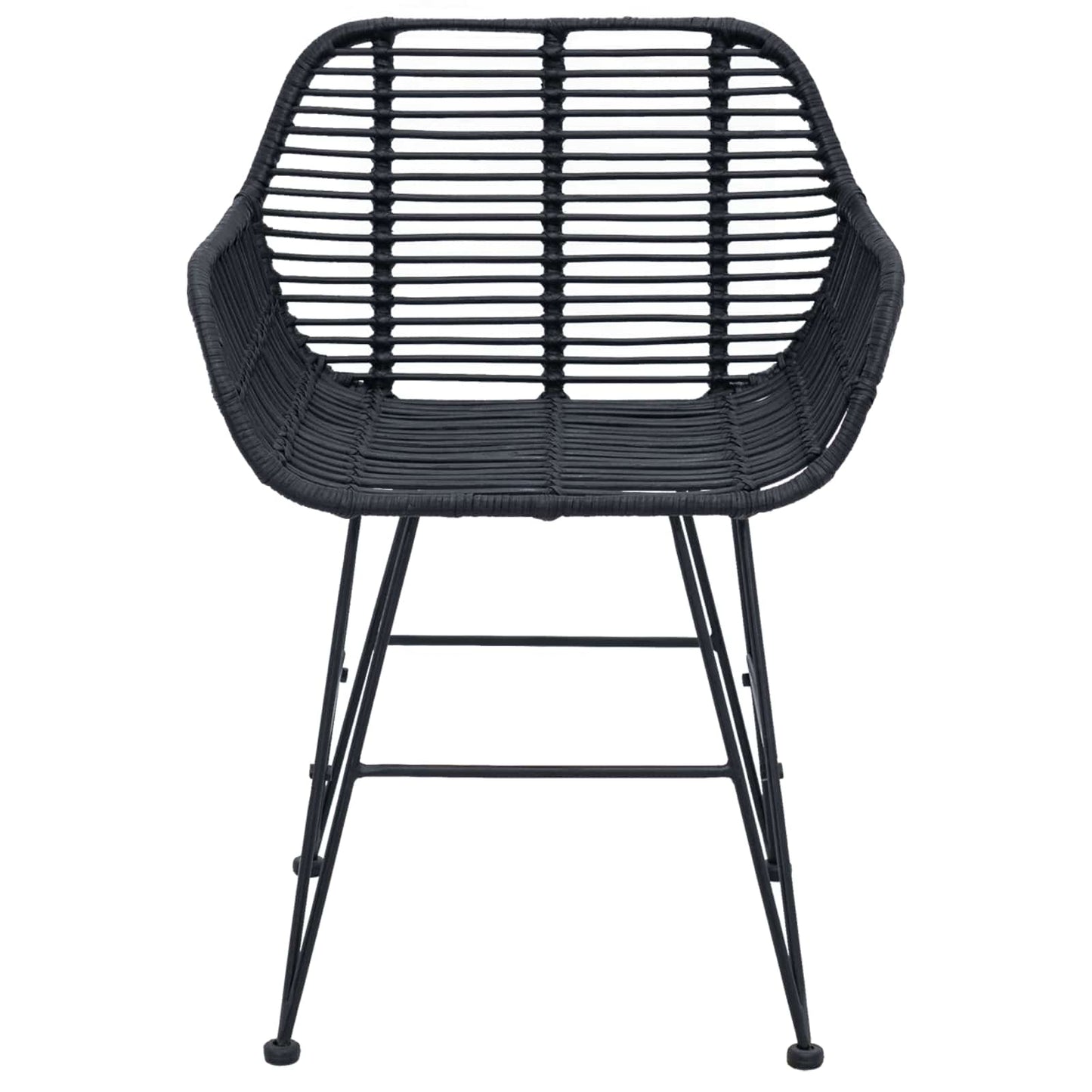Spisestuestol 2 pcs Rattan og Jern Svart 55 x 50 x 74 cm