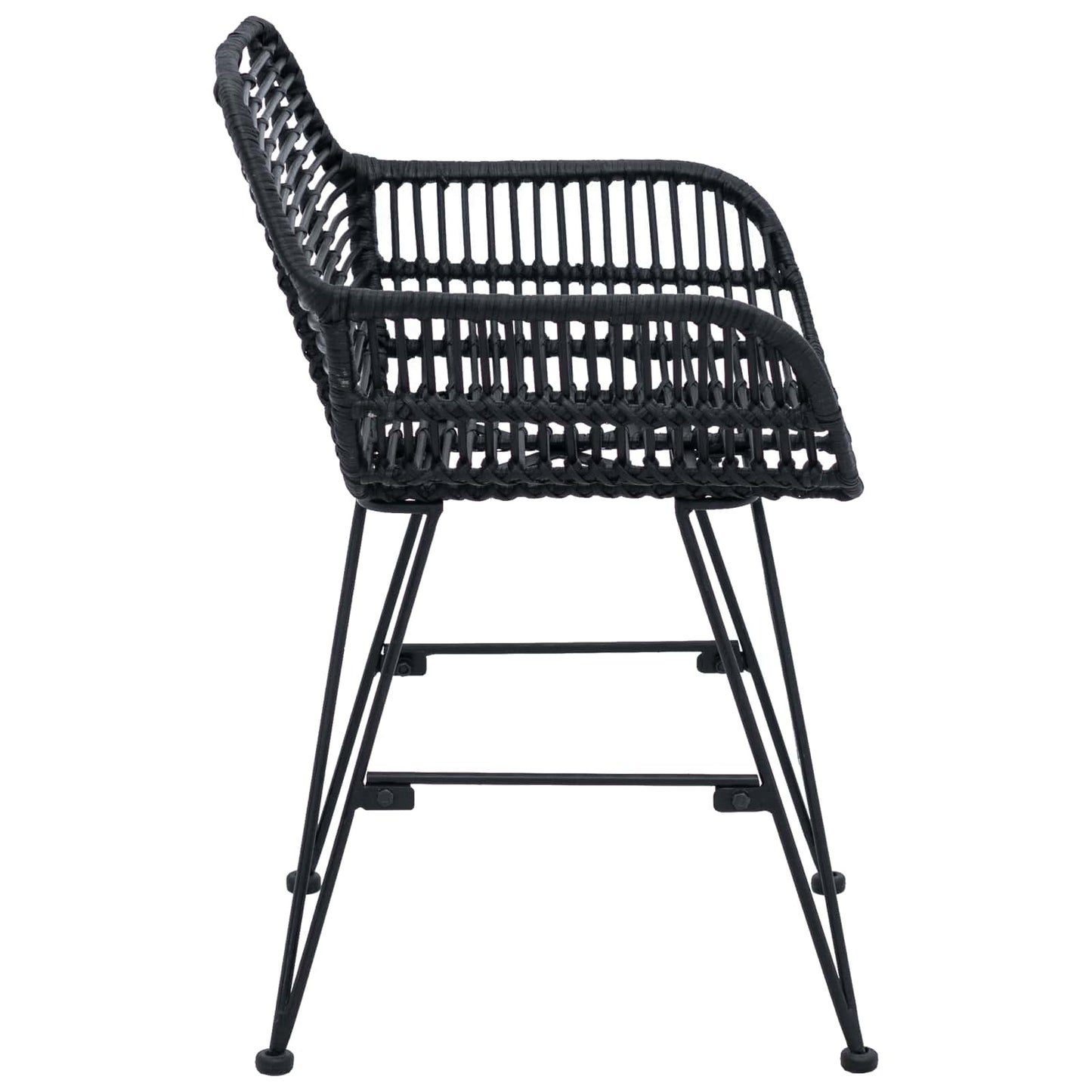 Spisestuestol 2 pcs Rattan og Jern Svart 55 x 50 x 74 cm