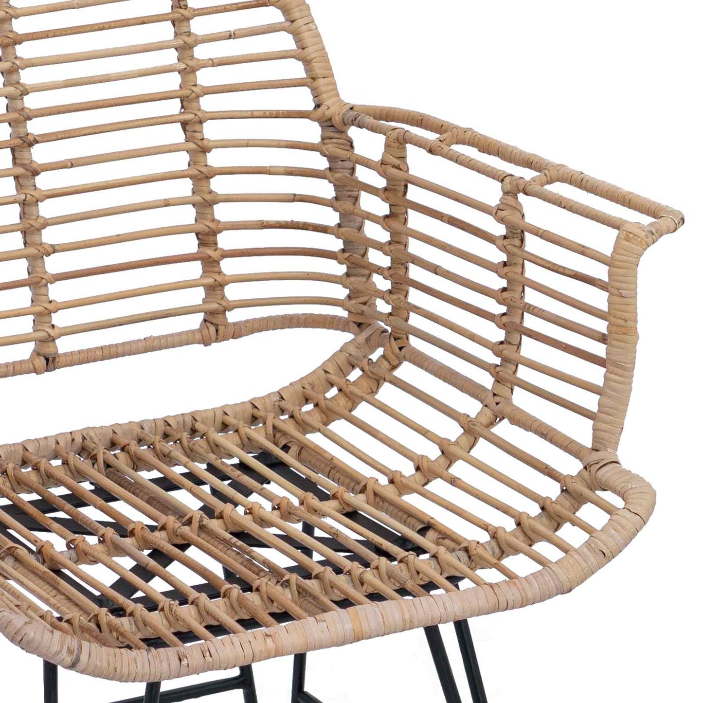 Spisestuestol 2 pcs Rattan og Jern Naturlig 57 x 55 x 85 cm