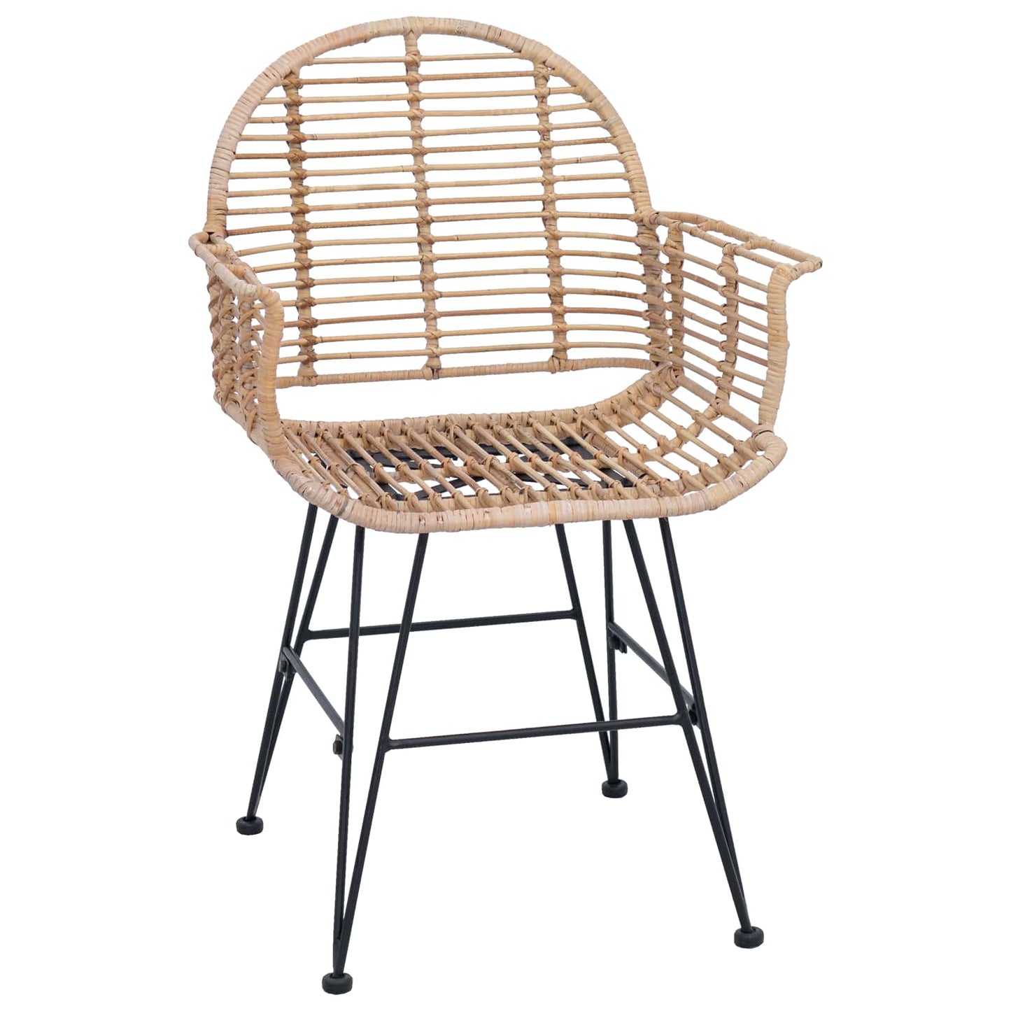 Spisestuestol 2 pcs Rattan og Jern Naturlig 57 x 55 x 85 cm